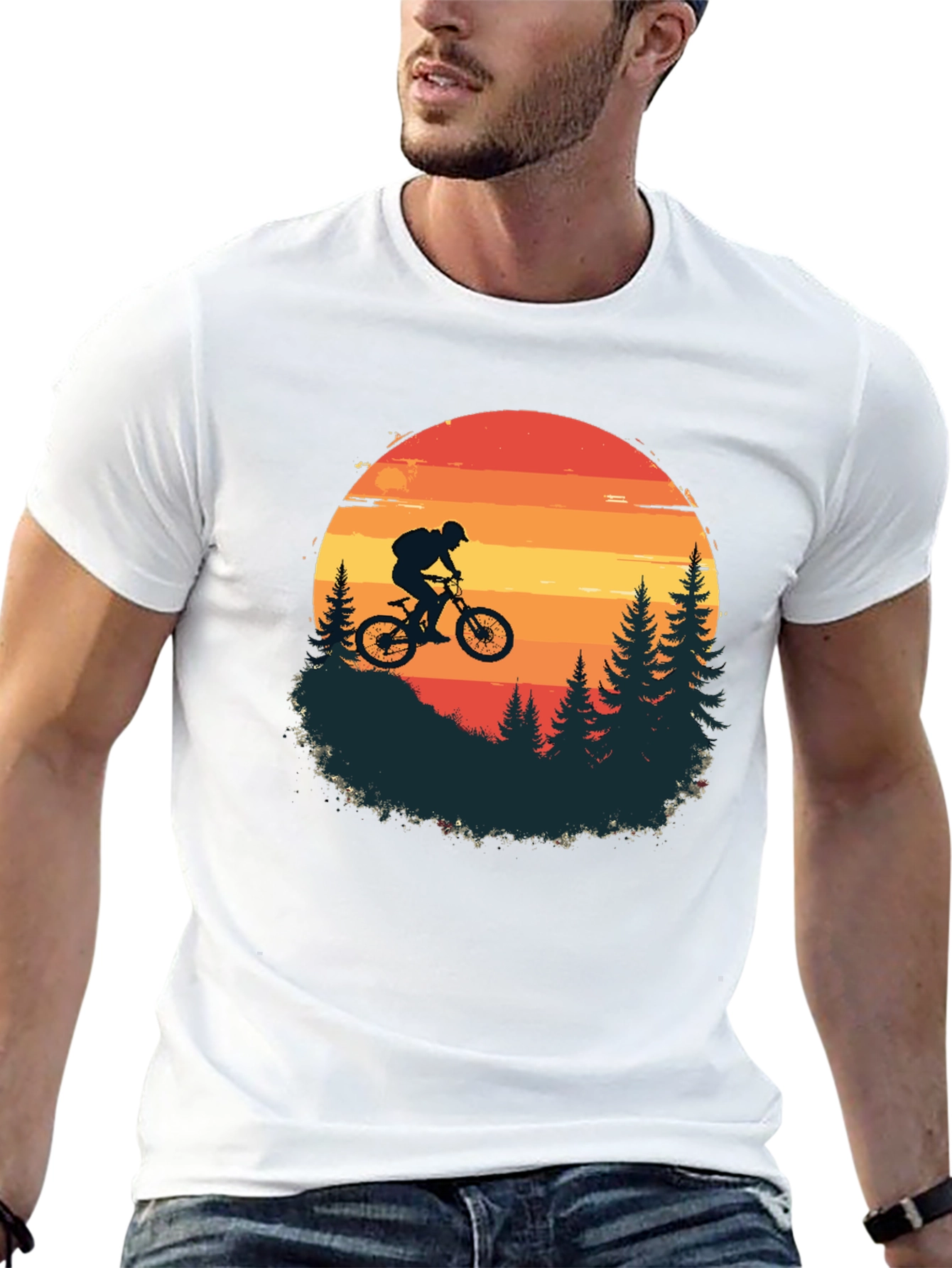 Mountain Biker Sunset T-Shirt - Adventure Awaits!