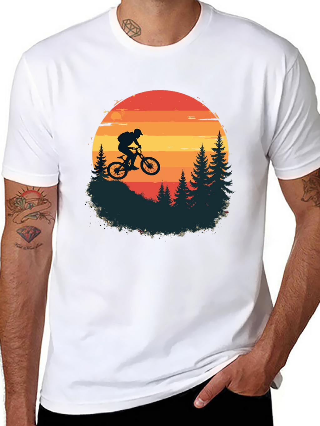 Mountain Biker Sunset T-Shirt - Adventure Awaits!