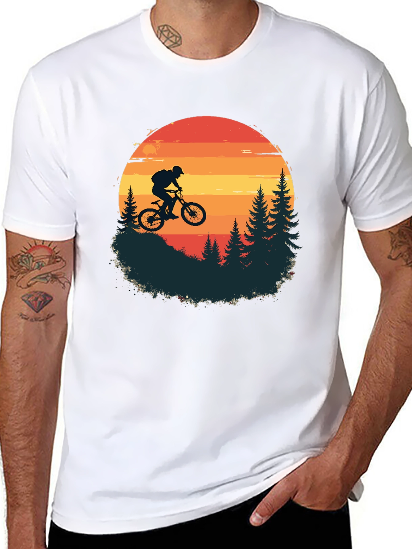 Mountain Biker Sunset T-Shirt - Adventure Awaits!