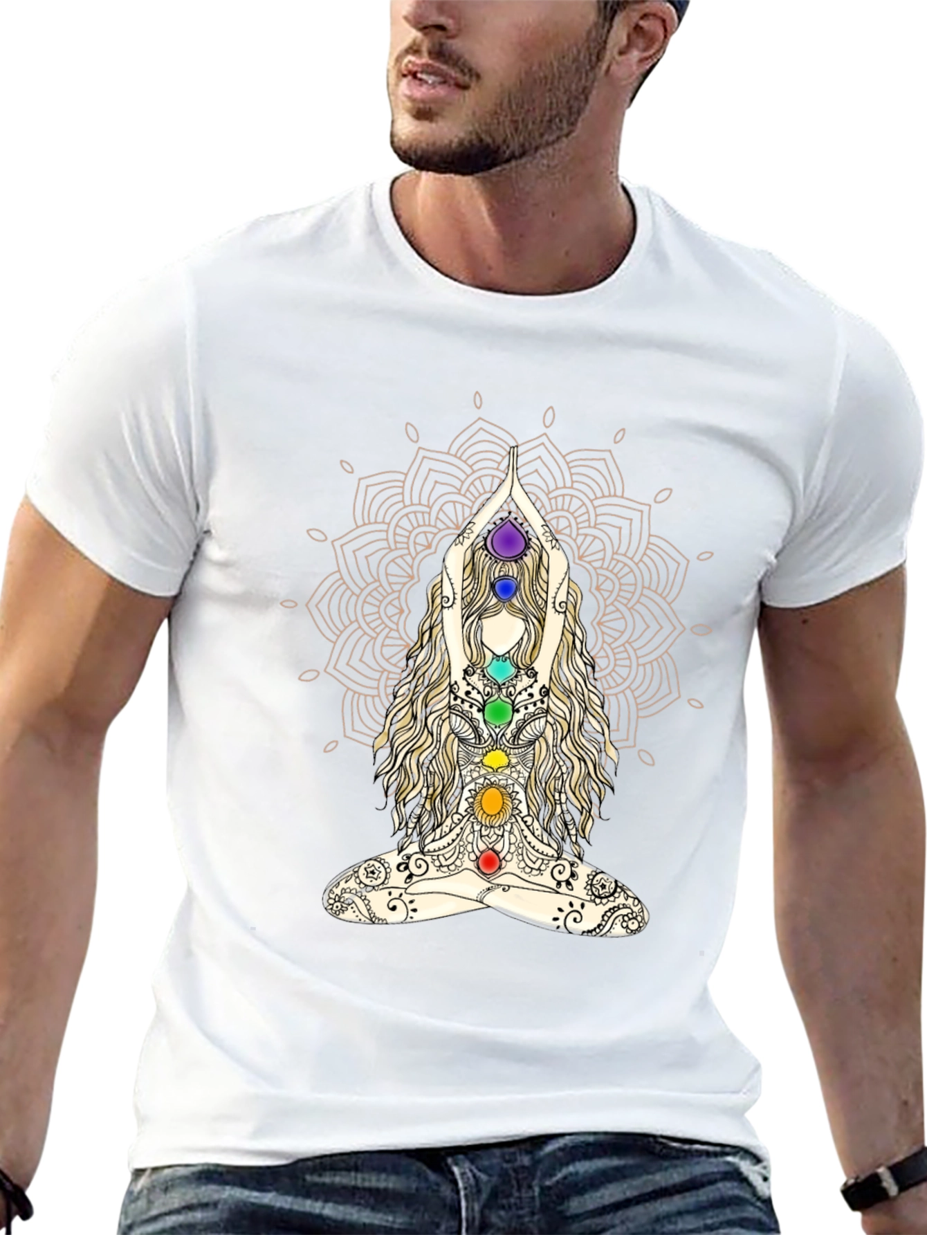Chakra Mandala Yoga T-Shirt - Meditative Design