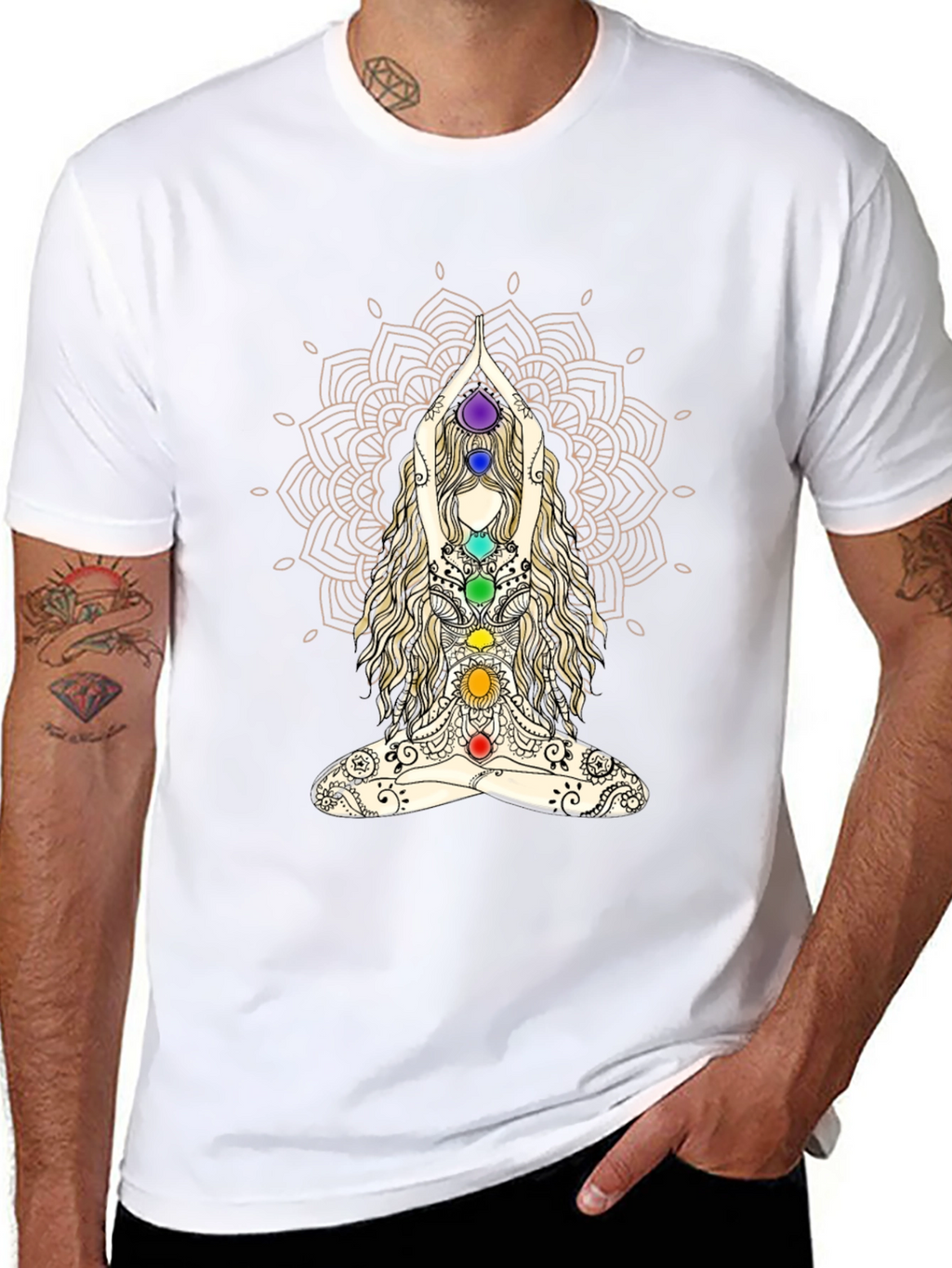 Chakra Mandala Yoga T-Shirt - Meditative Design