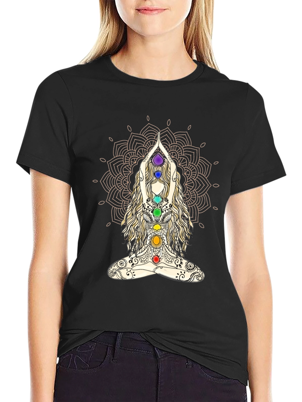 Chakra Mandala Yoga T-Shirt - Meditative Design