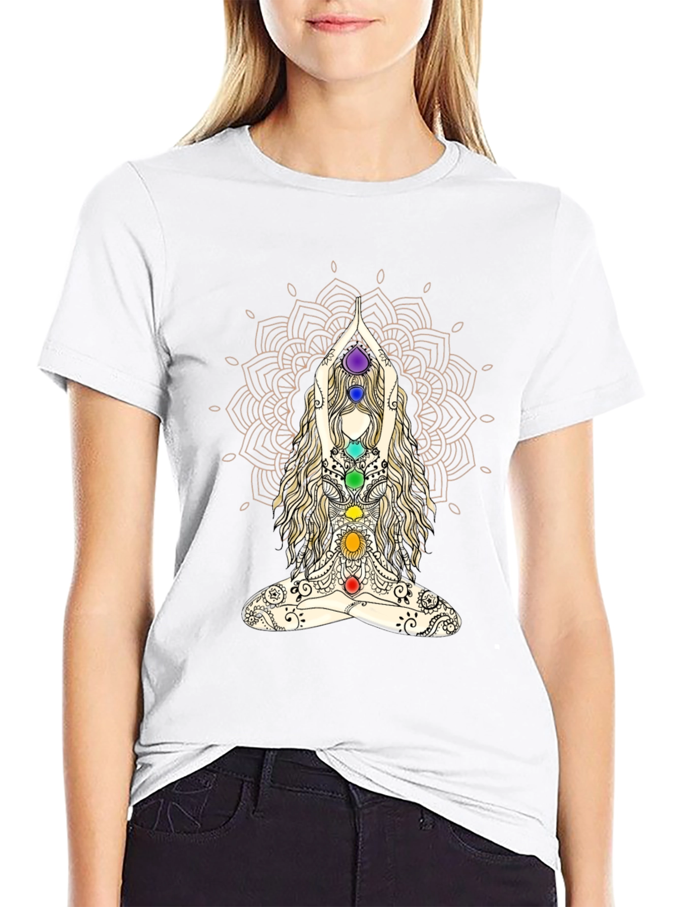 Chakra Mandala Yoga T-Shirt - Meditative Design