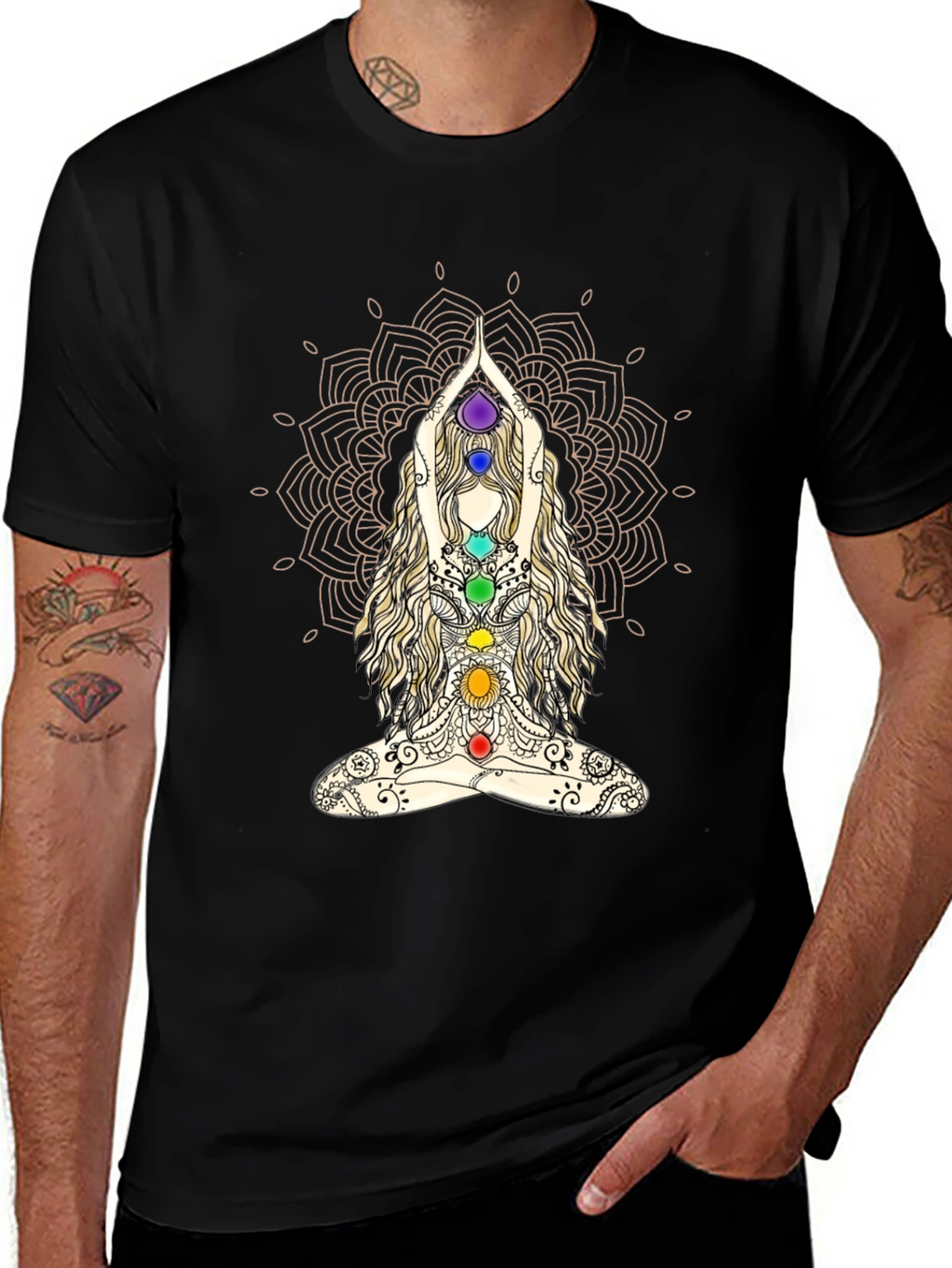 Chakra Mandala Yoga T-Shirt - Meditative Design