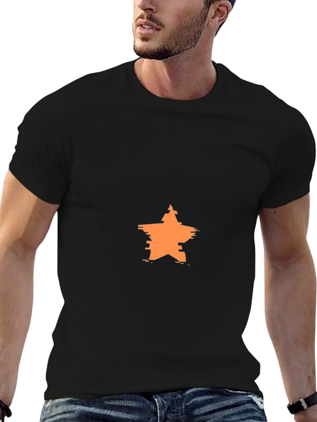 Modern Star Graphic Black T-Shirt
