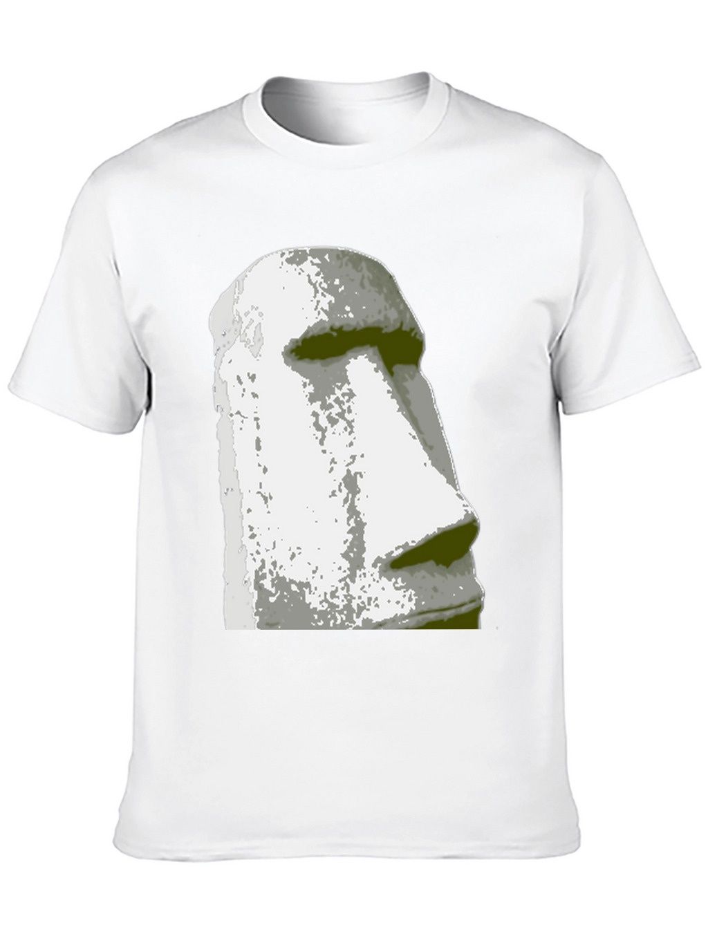 Moai Head Graphic Tee - Black Cotton Casual Shirt