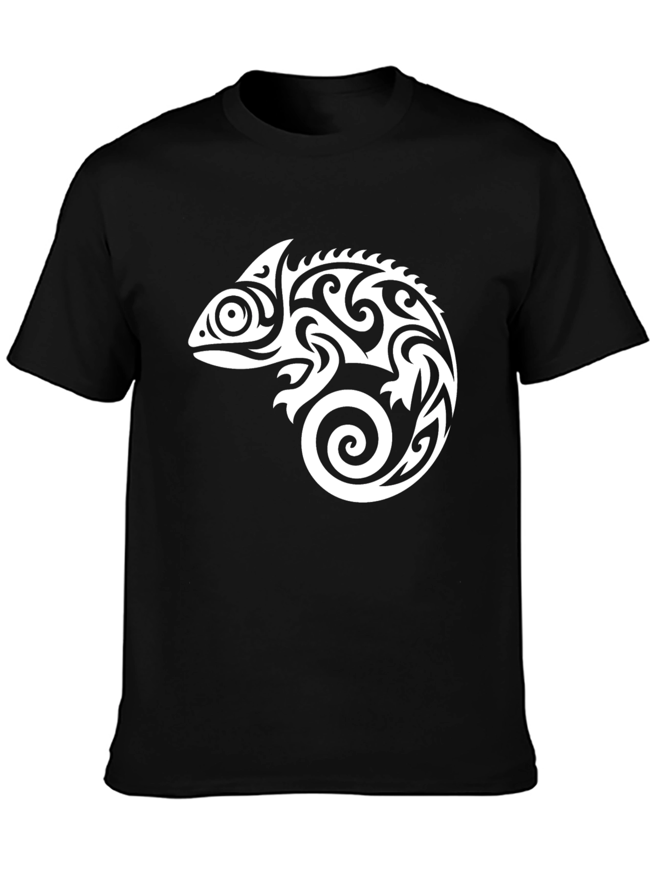 Tribal Chameleon Graphic Tee - Black T-Shirt