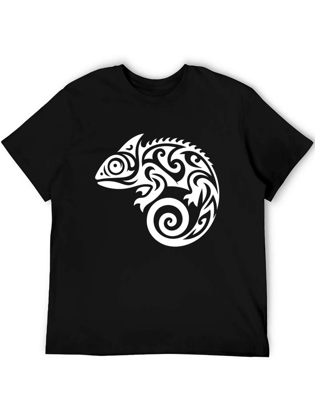 Tribal Chameleon Graphic Tee - Black T-Shirt