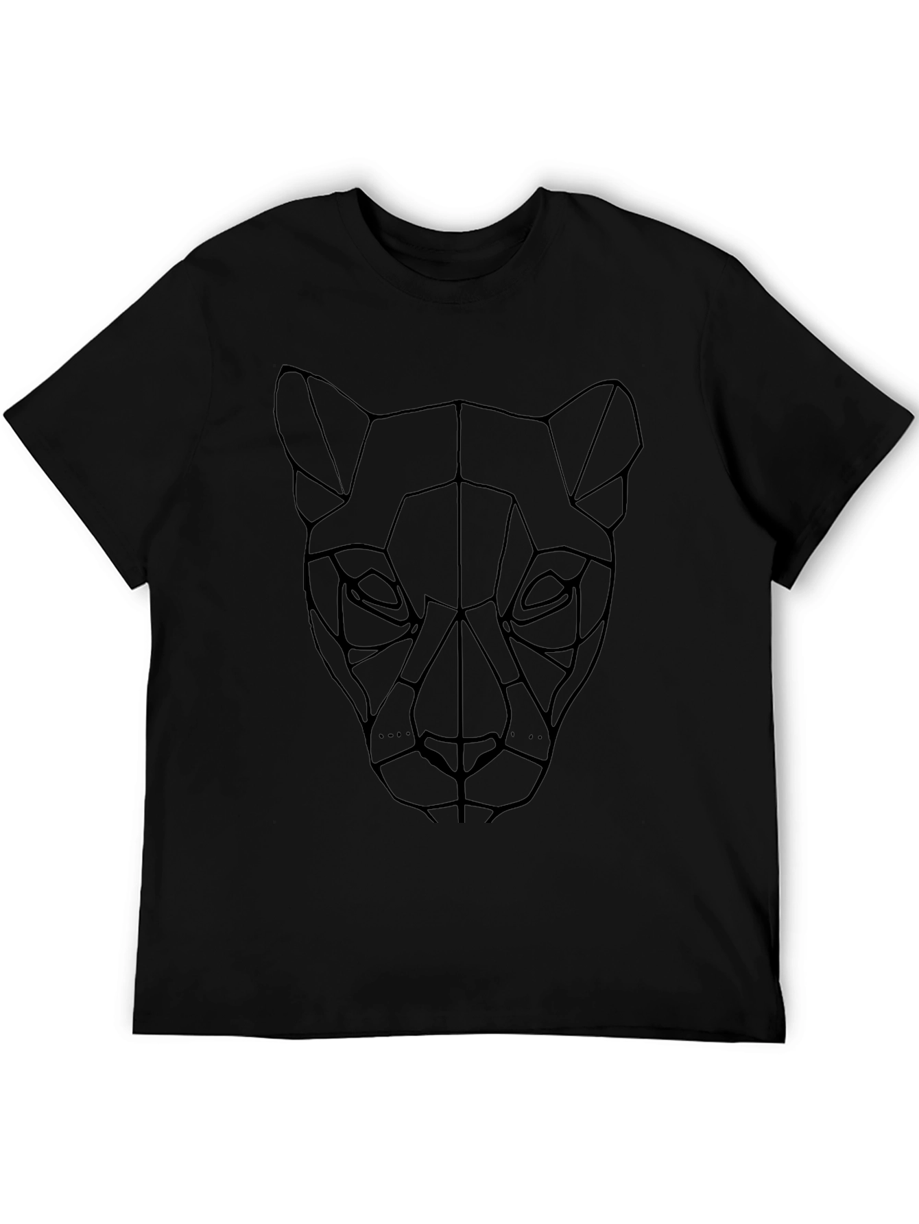 Geometric Panther Graphic T-Shirt - Stylish Black Tee