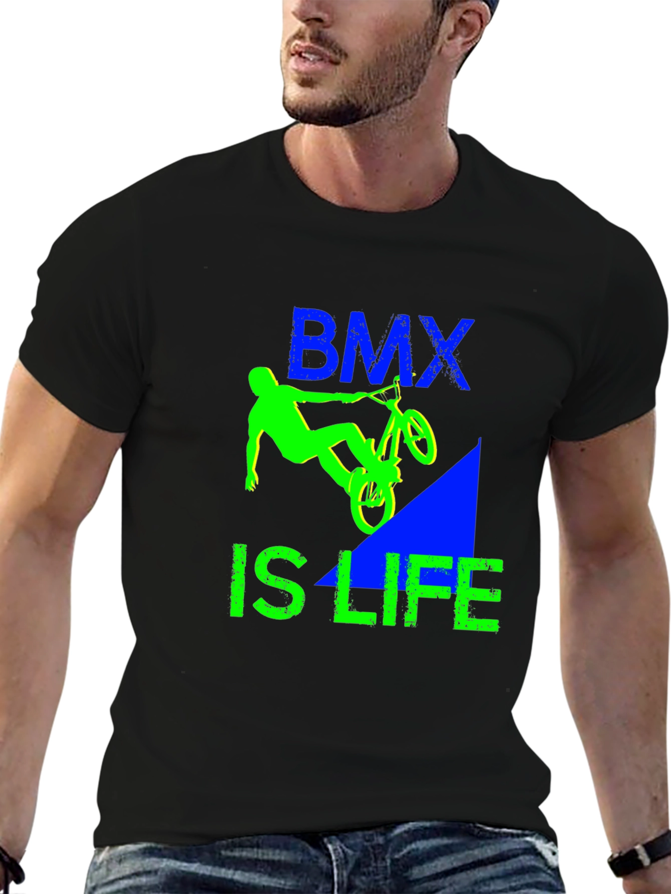 BMX is Life Graphic Tee - Black Cotton Blend Casual Shirt