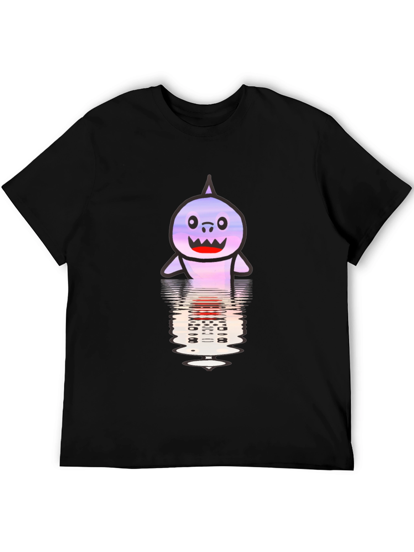 Cartoon Shark Reflection T-Shirt - Black
