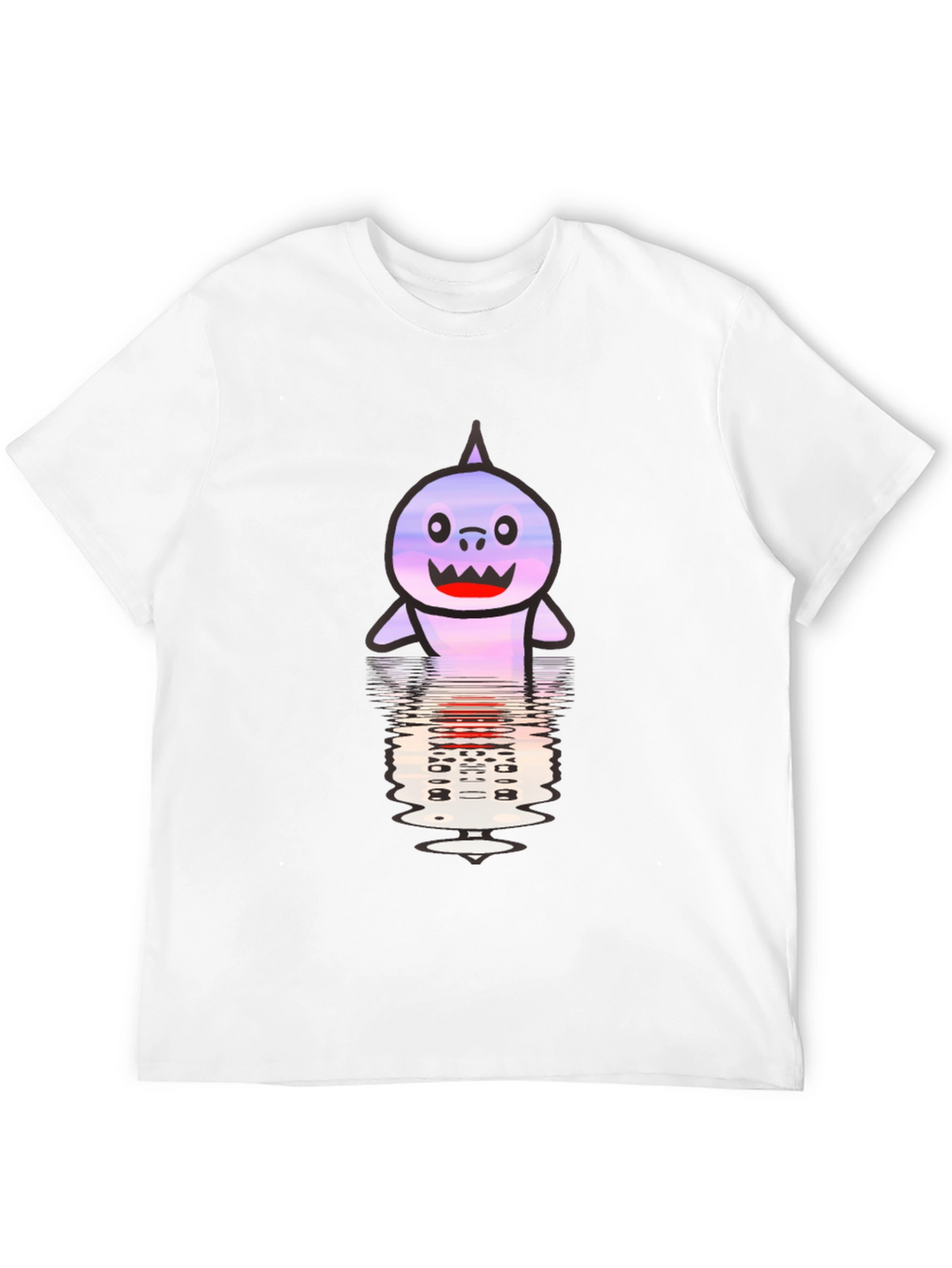 Cartoon Shark Reflection T-Shirt - Black