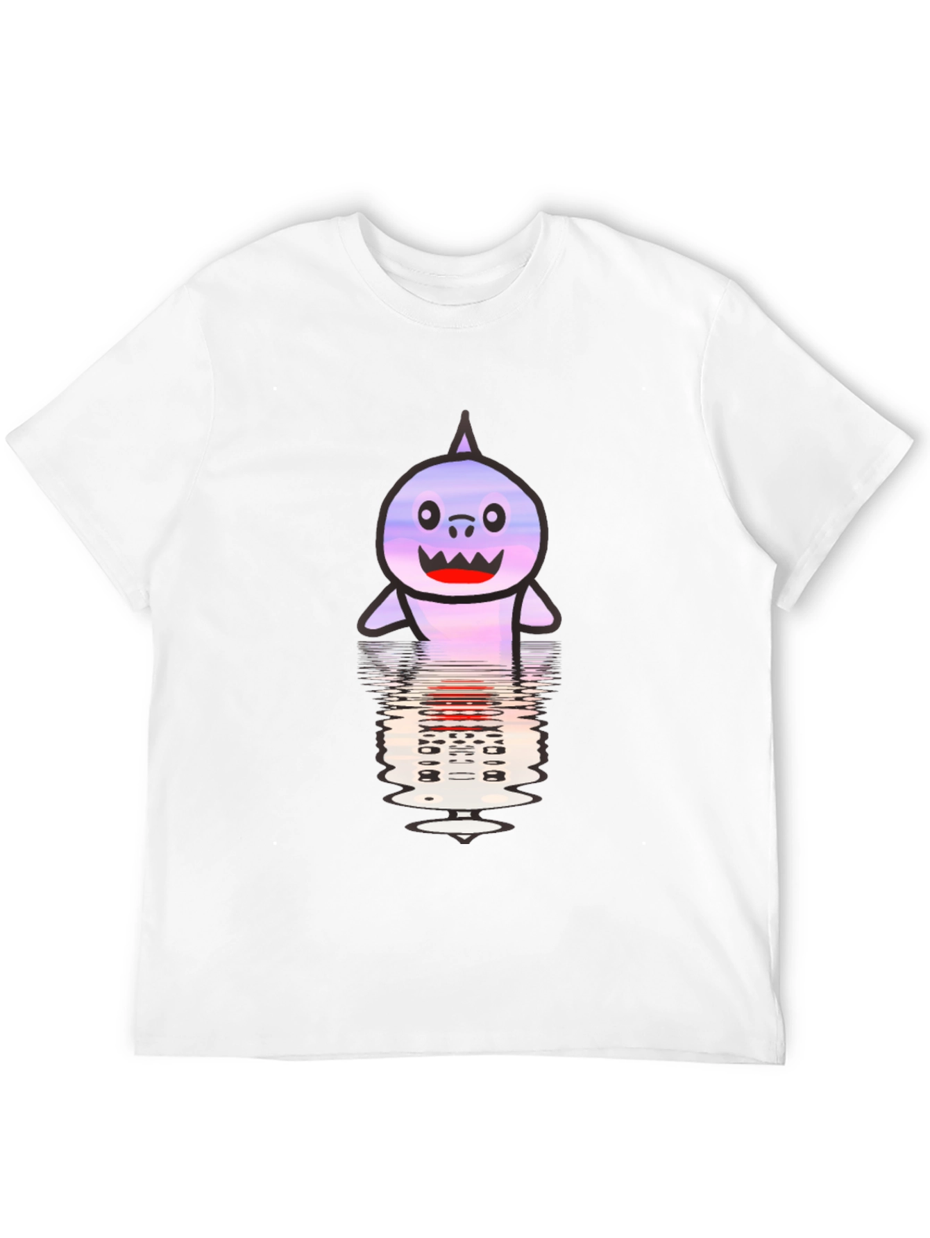 Cartoon Shark Reflection T-Shirt - Black