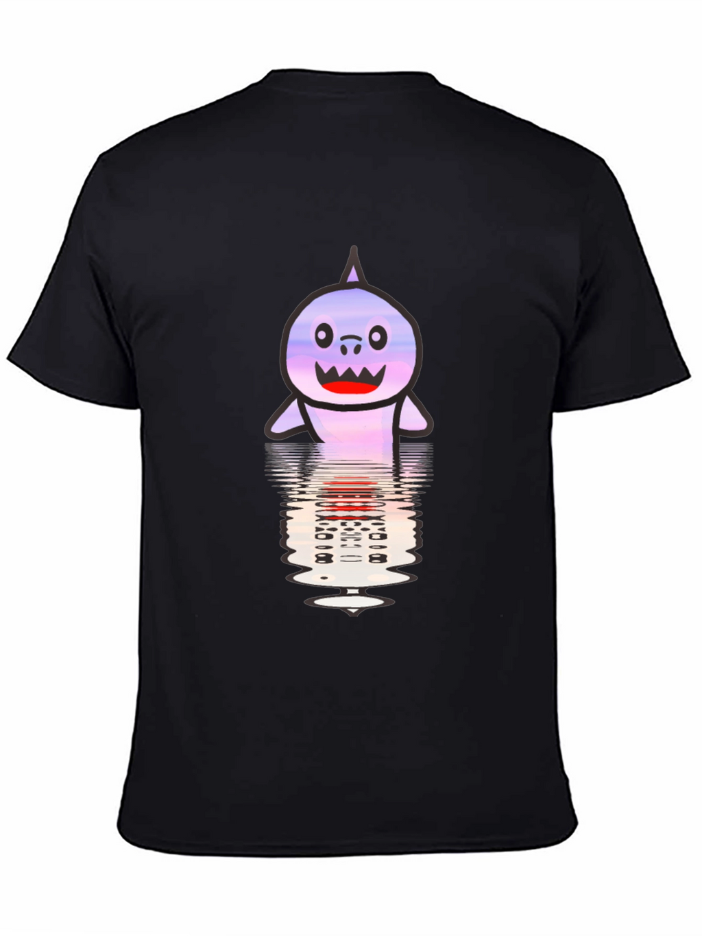 Cartoon Shark Reflection T-Shirt - Black