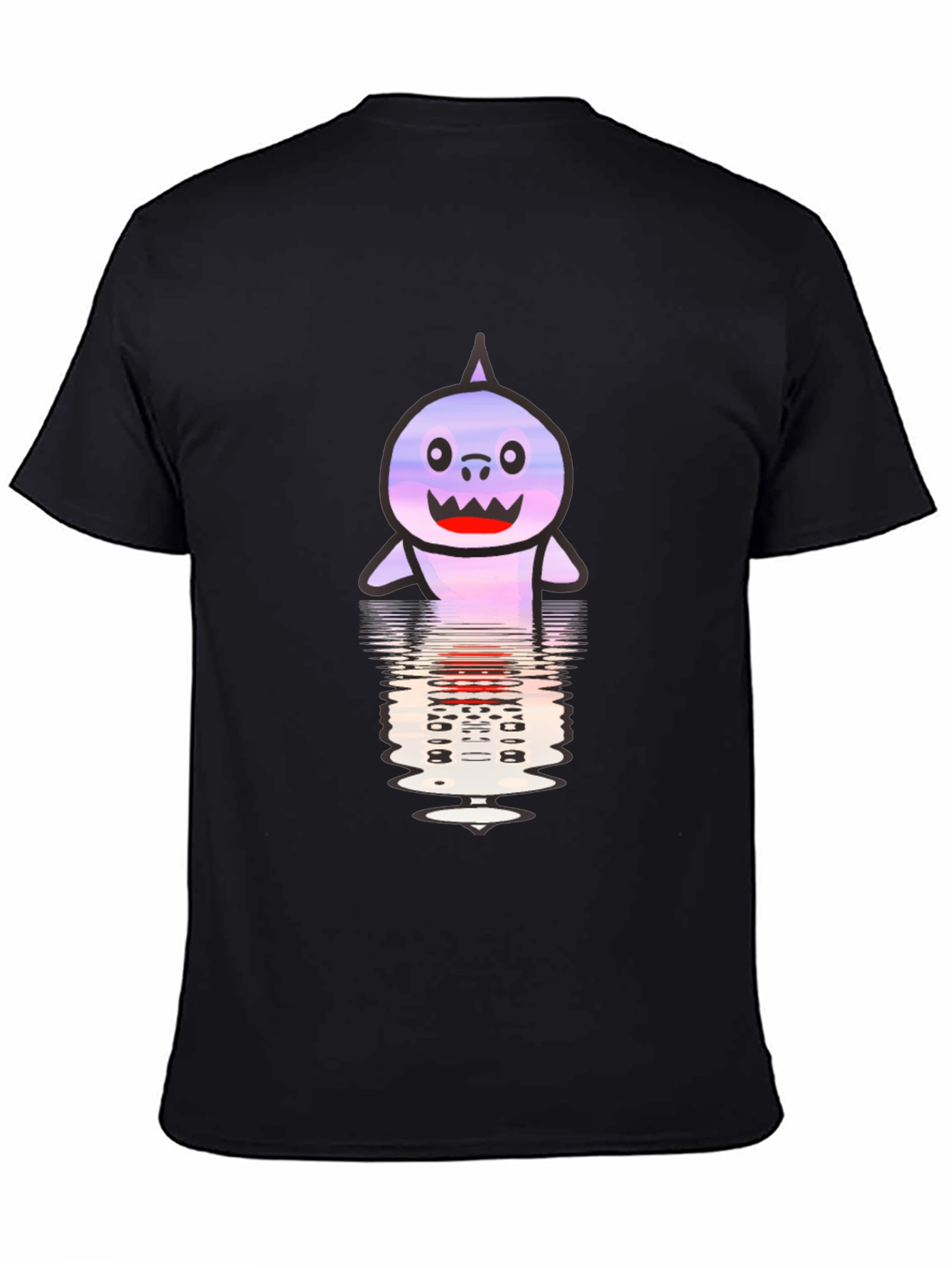 Cartoon Shark Reflection T-Shirt - Black