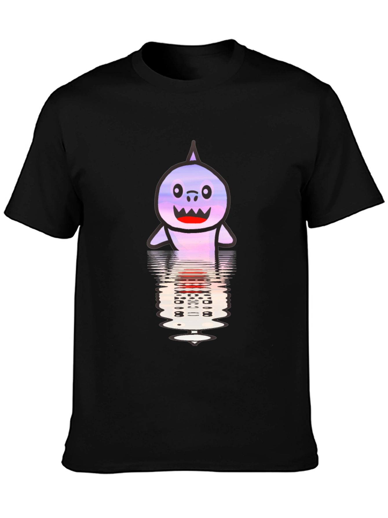Cartoon Shark Reflection T-Shirt - Black
