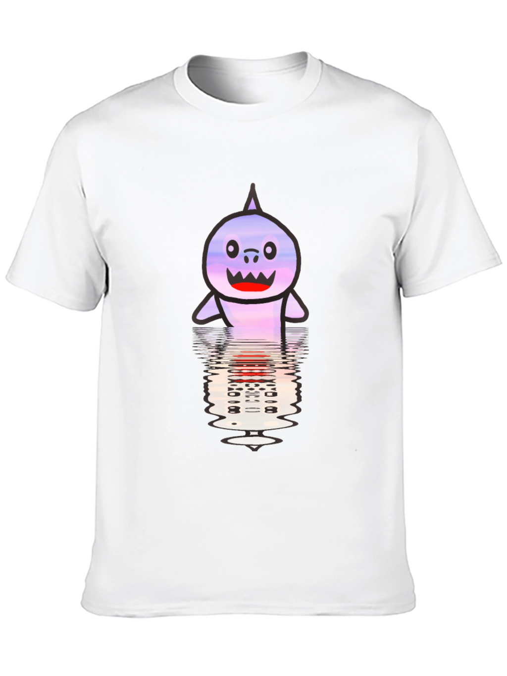 Cartoon Shark Reflection T-Shirt - Black
