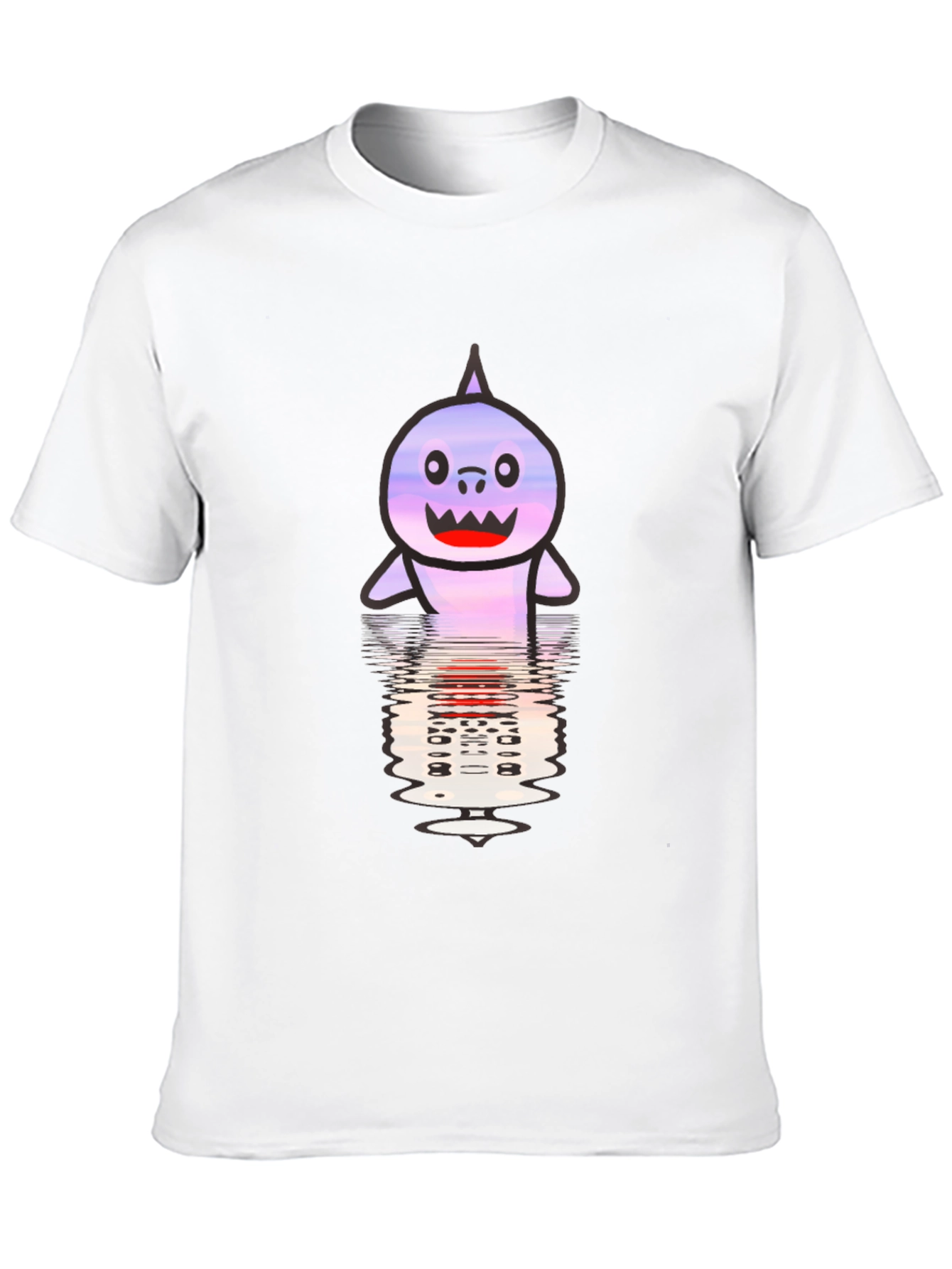 Cartoon Shark Reflection T-Shirt - Black