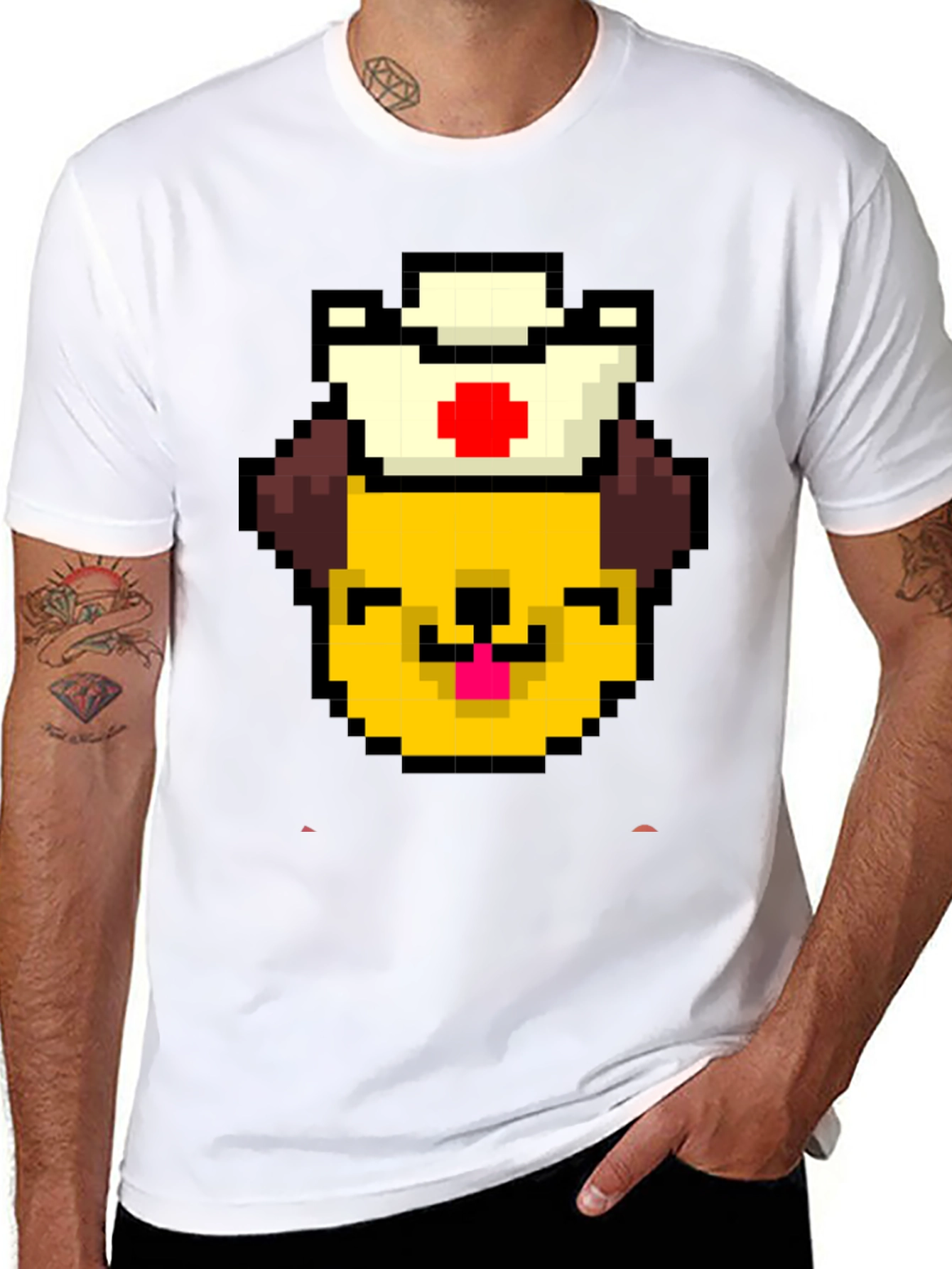 Pixel Dog Nurse Black T-Shirt