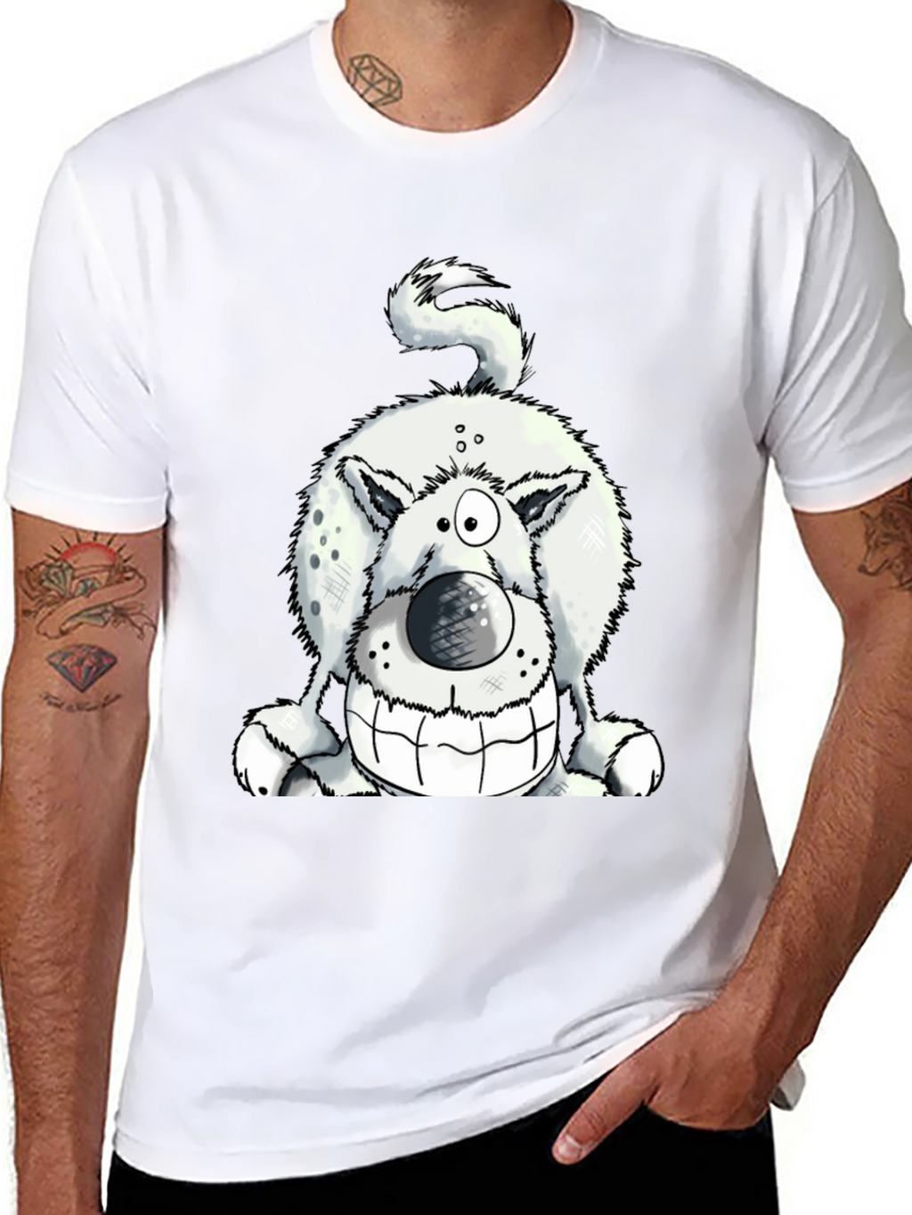 Funny Dog Graphic Tee - Black Cotton T-Shirt