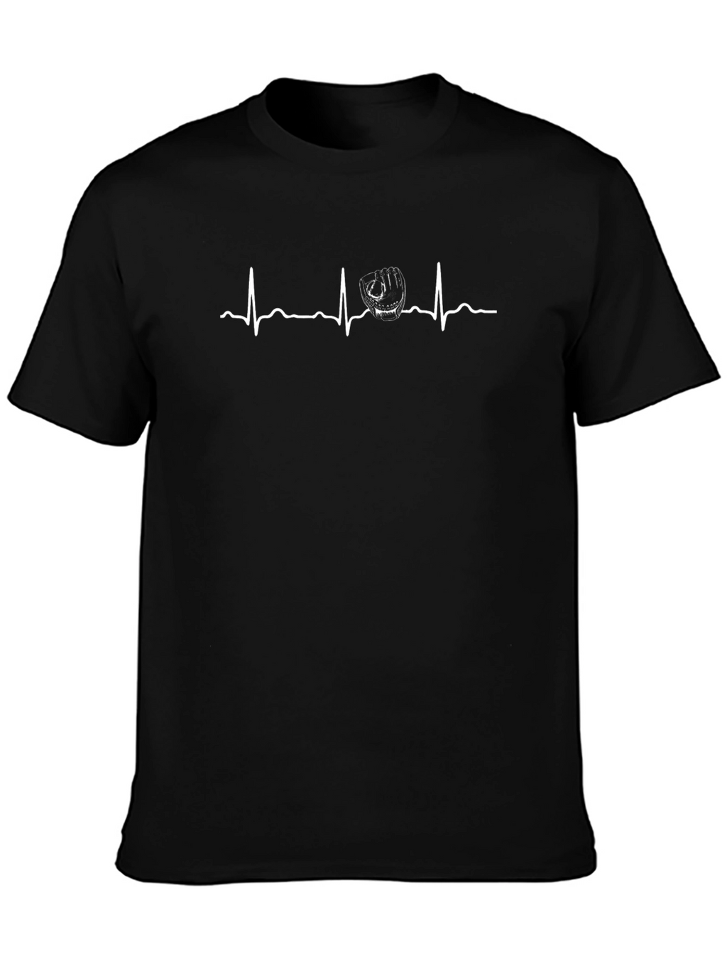 Baseball Heartbeat Graphic Tee - Black Cotton T-Shirt