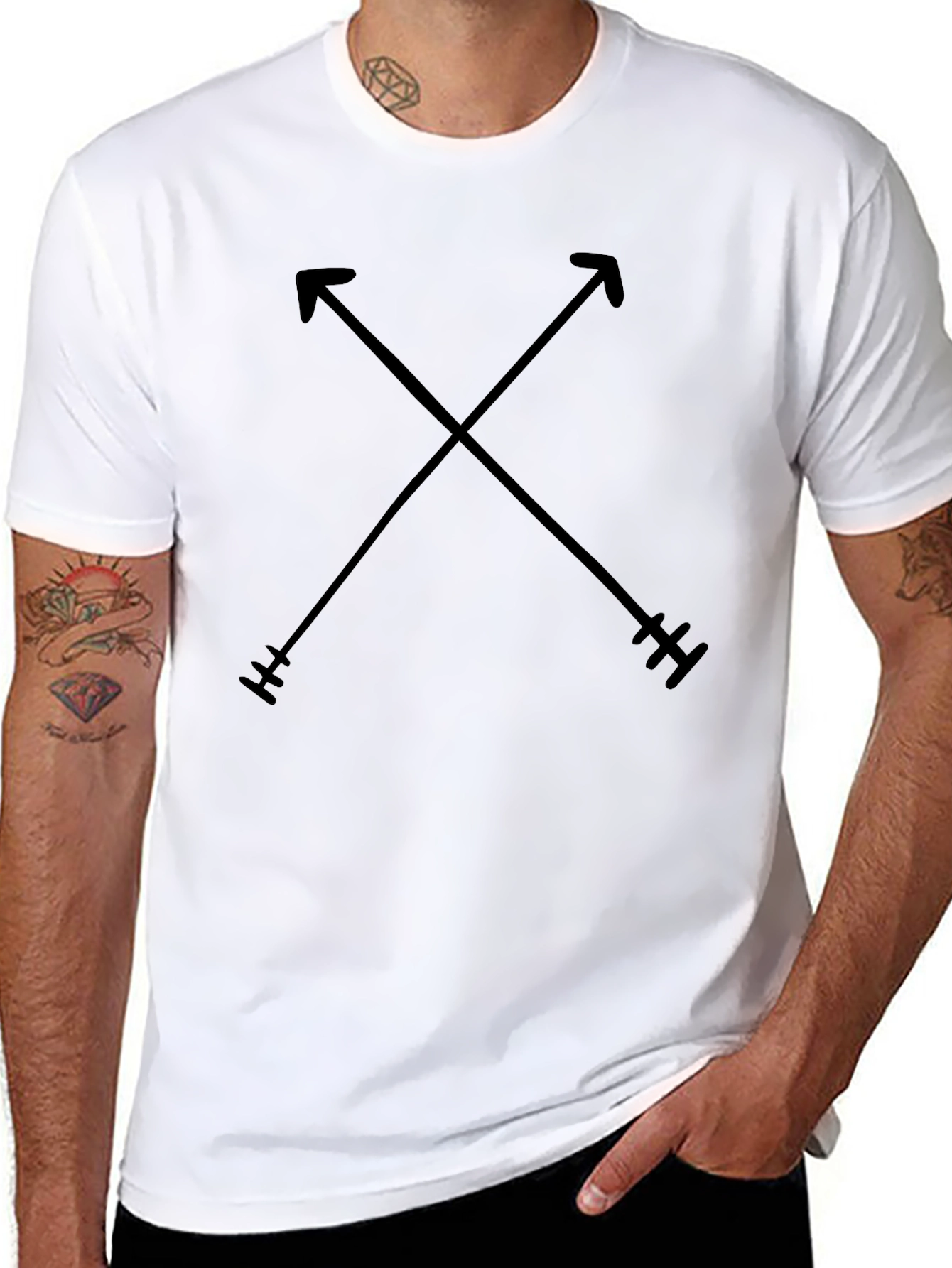 Crossed Arrows Graphic Tee - Black Casual Shirt