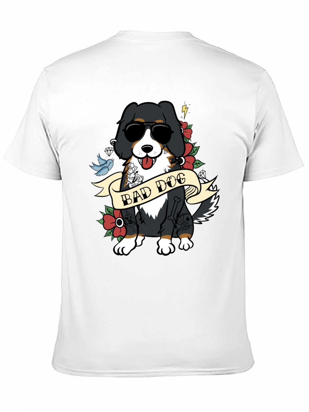 Bad Dog Tattoo Style T-Shirt - Cool Graphic Tee
