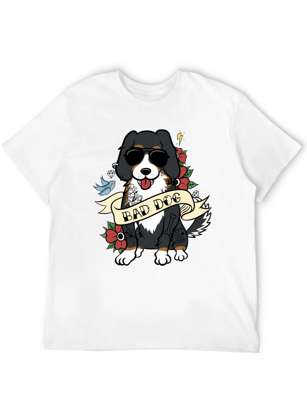 Bad Dog Tattoo Style T-Shirt - Cool Graphic Tee