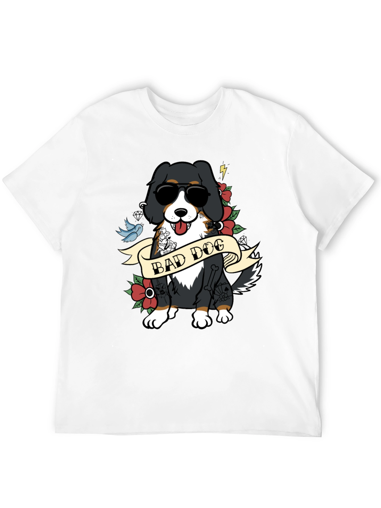 Bad Dog Tattoo Style T-Shirt - Cool Graphic Tee