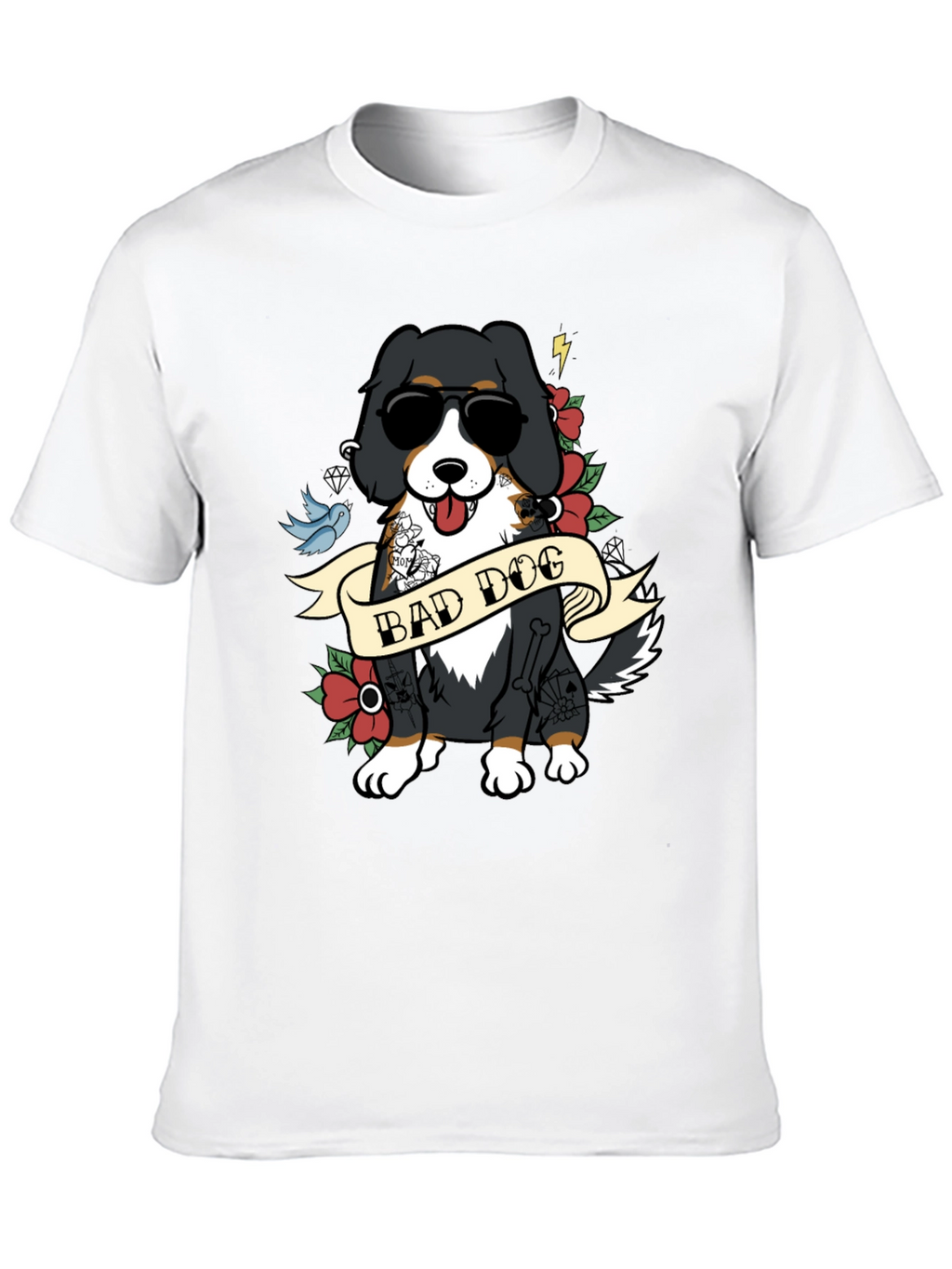Bad Dog Tattoo Style T-Shirt - Cool Graphic Tee