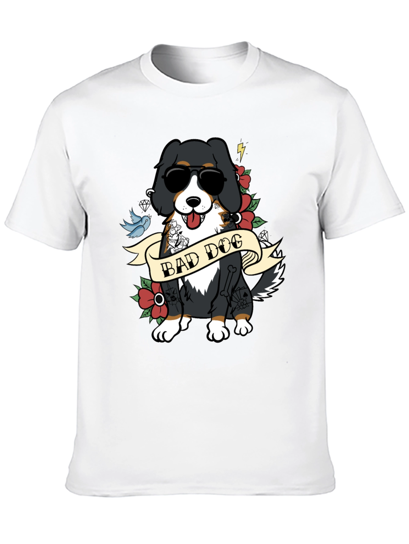 Bad Dog Tattoo Style T-Shirt - Cool Graphic Tee