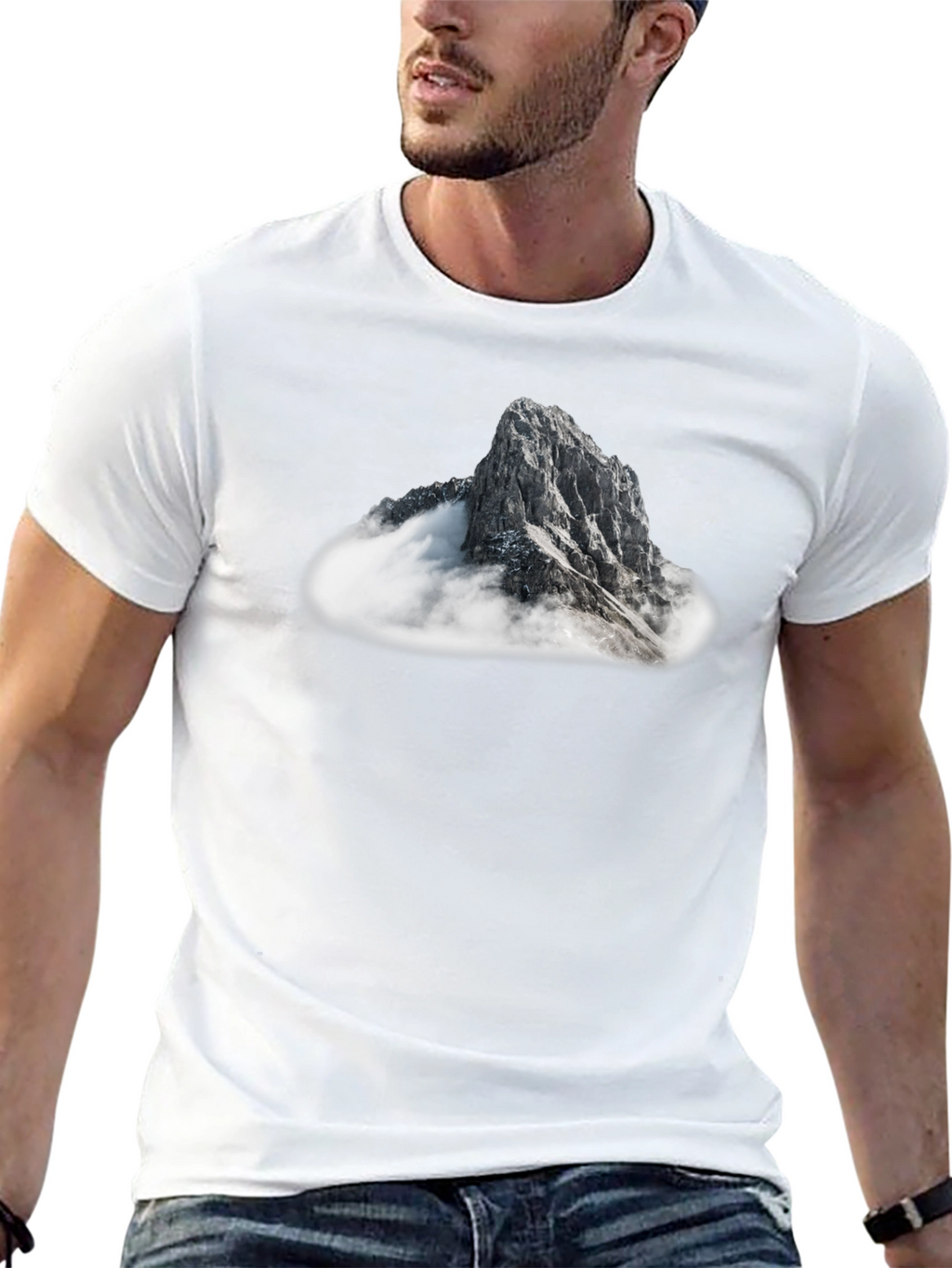 Mountain Peak Graphic Tee - Black Casual T-Shirt