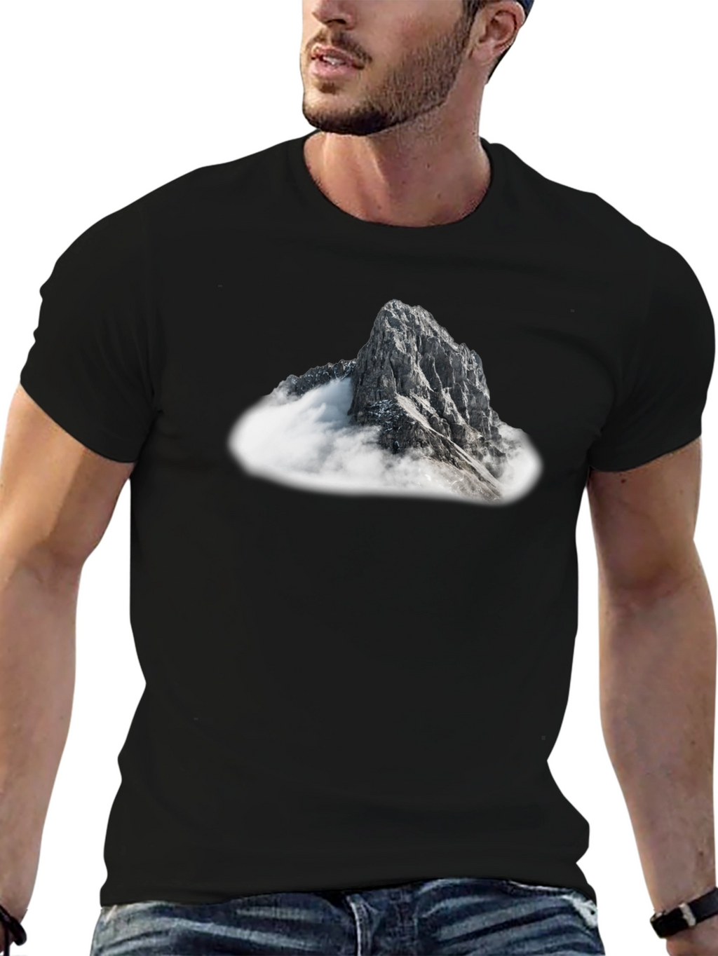 Mountain Peak Graphic Tee - Black Casual T-Shirt