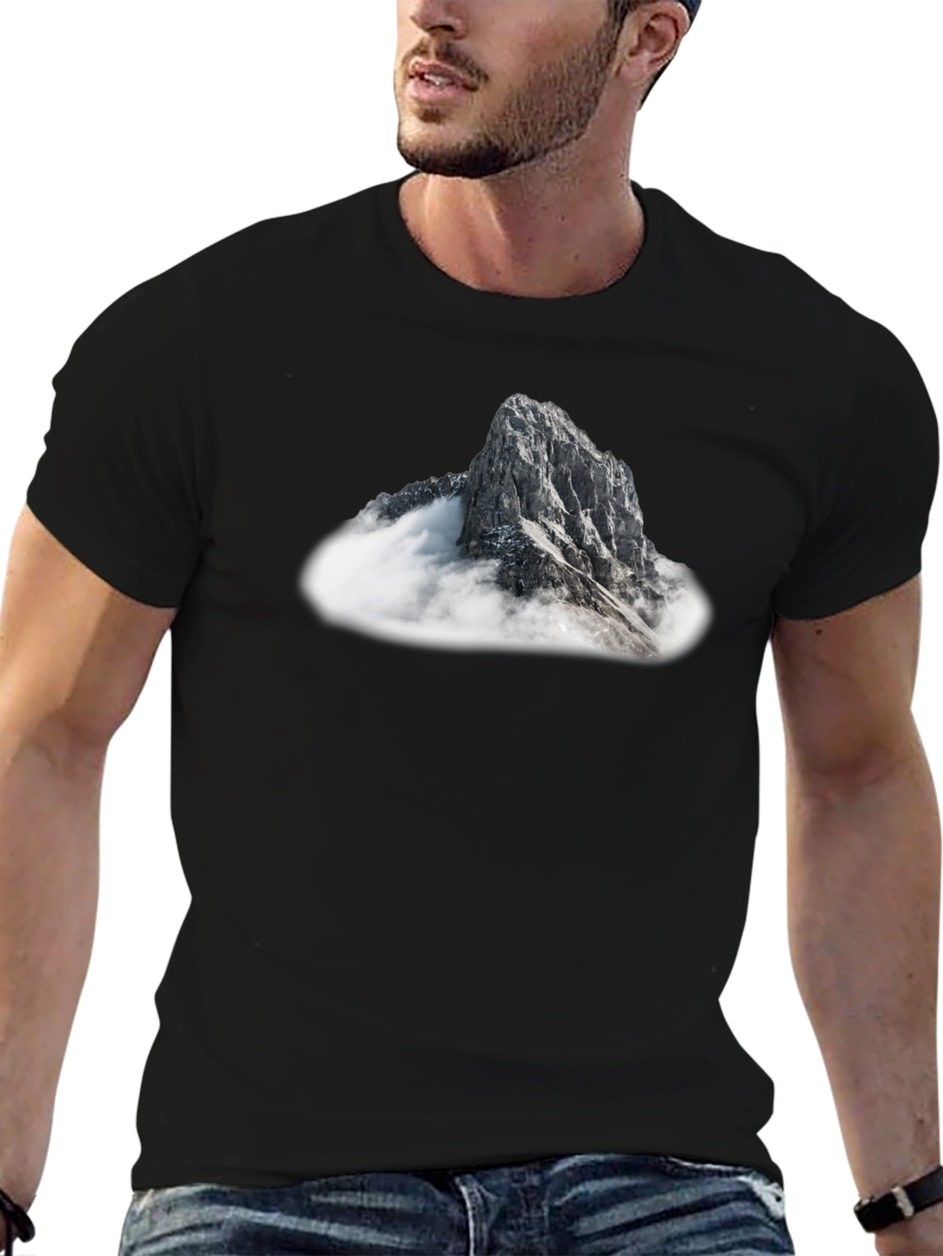Mountain Peak Graphic Tee - Black Casual T-Shirt