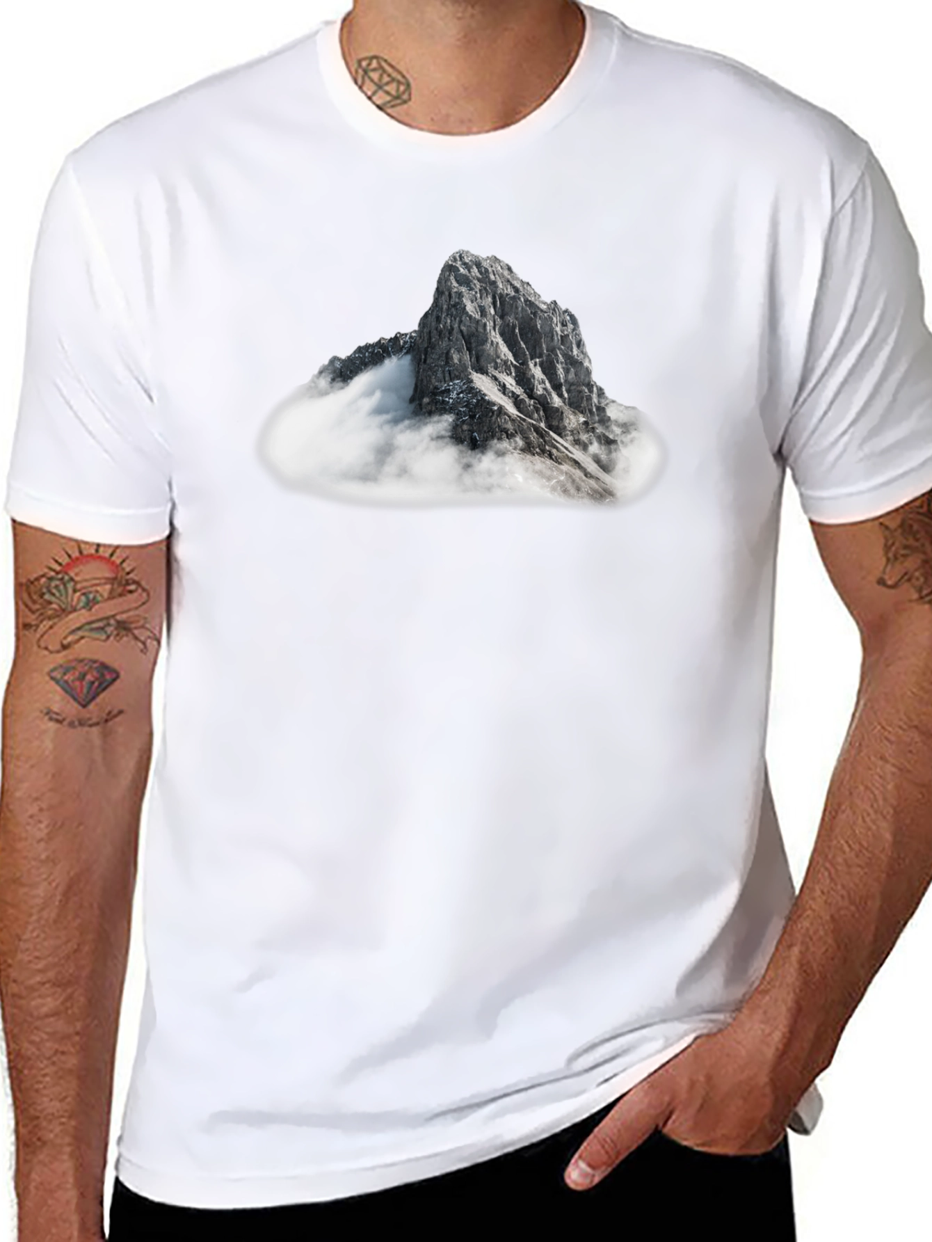 Mountain Peak Graphic Tee - Black Casual T-Shirt