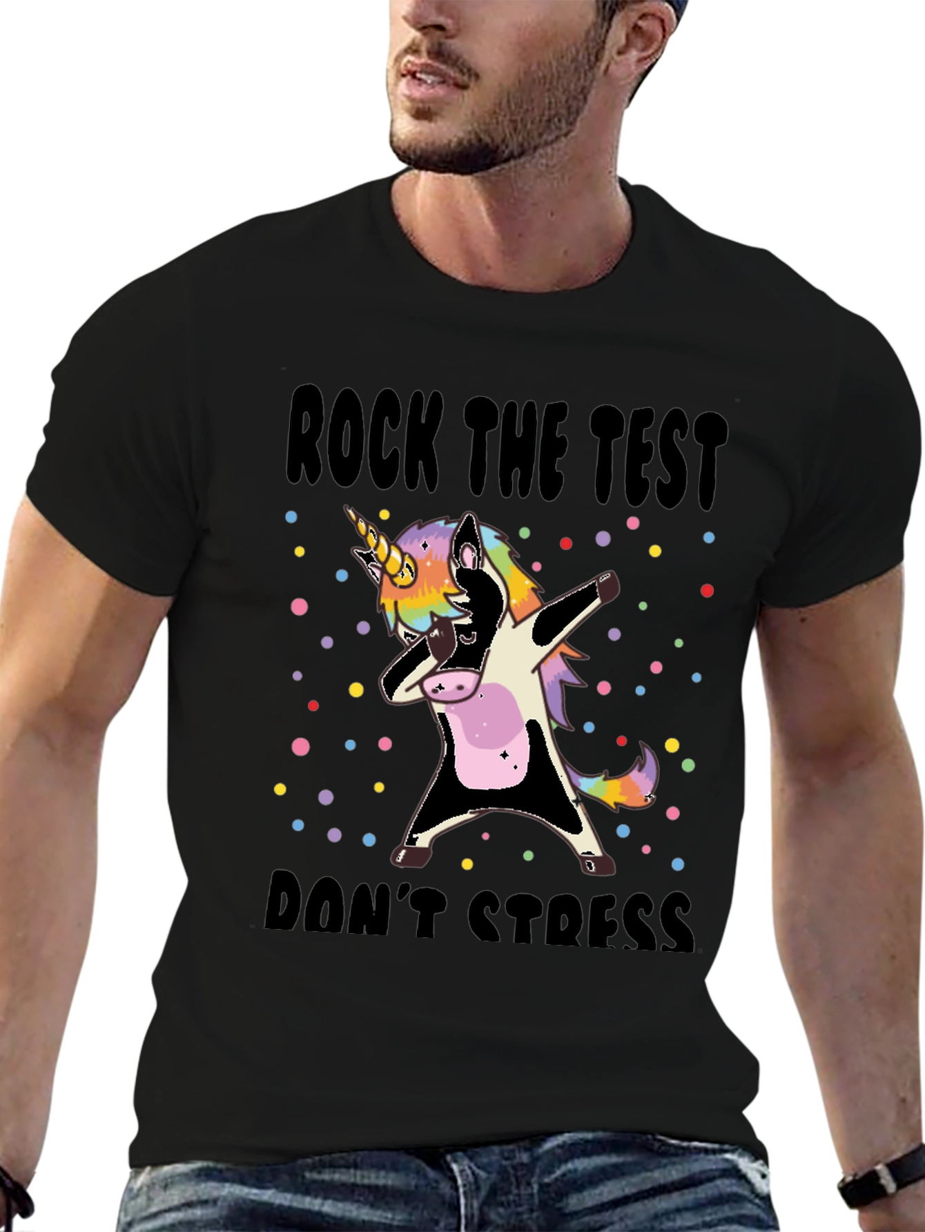 Unicorn Dabbing T-Shirt - Rock The Test Dont Stress