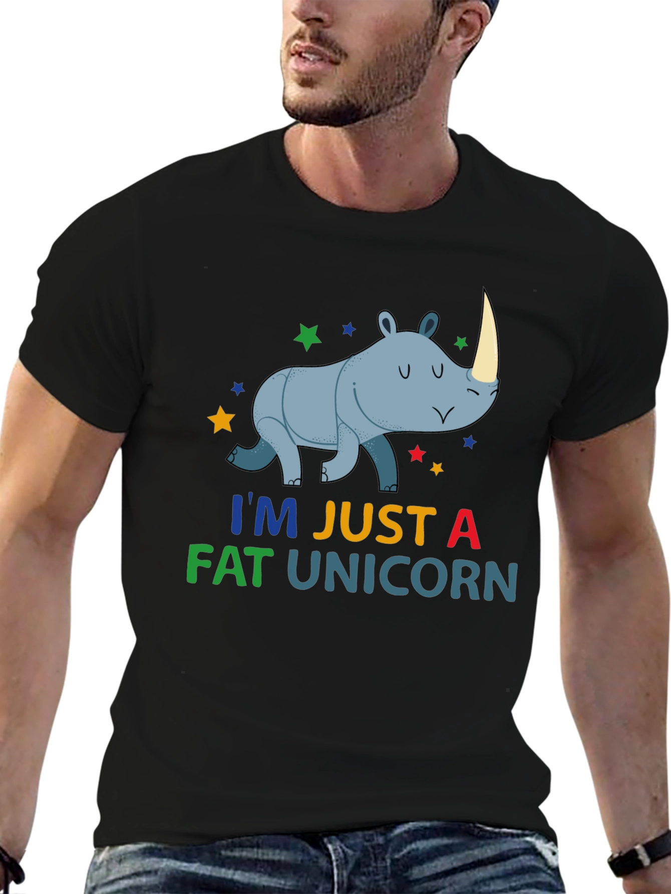 Funny Fat Unicorn Rhino Graphic T-Shirt