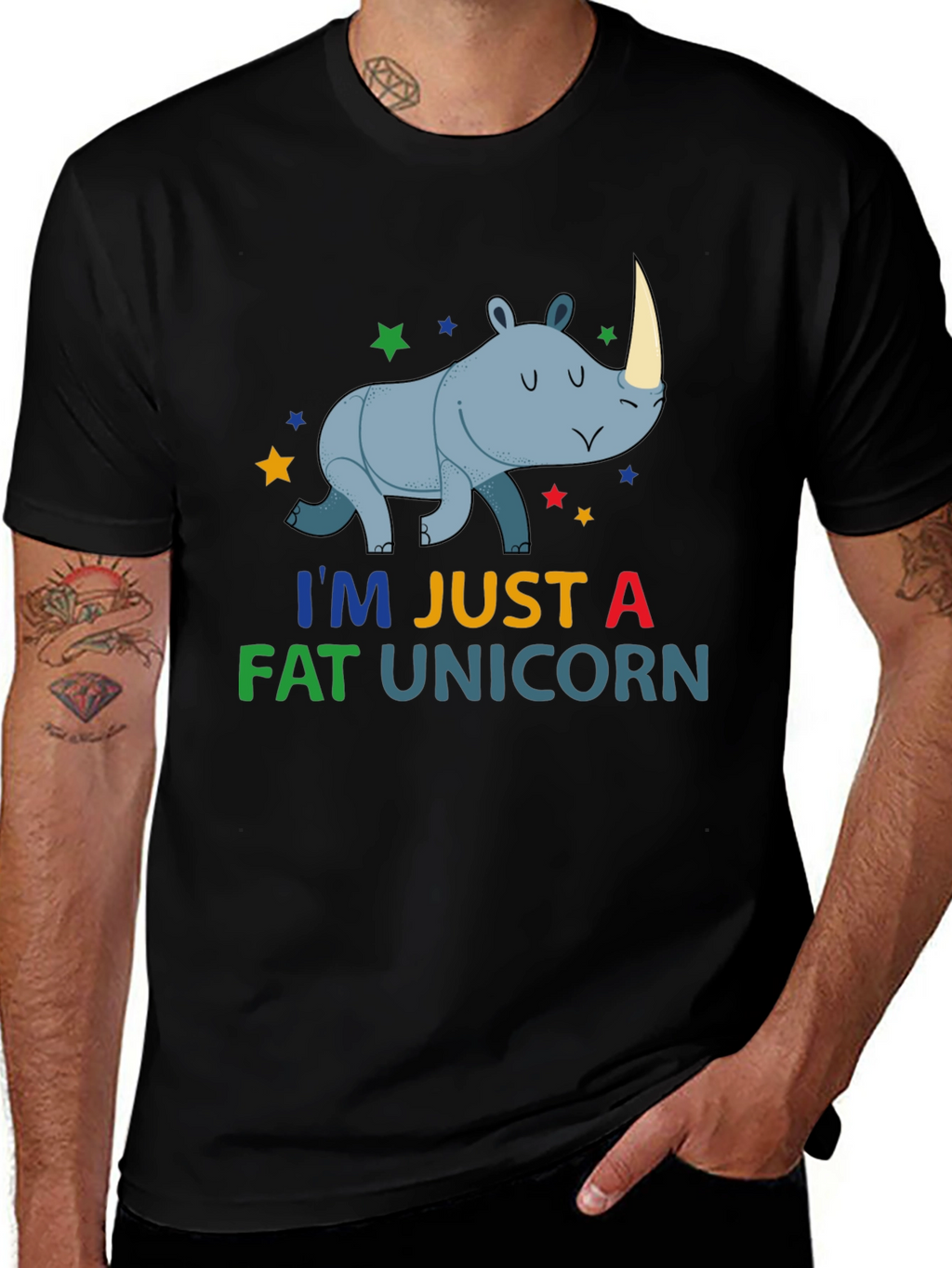 Funny Fat Unicorn Rhino Graphic T-Shirt