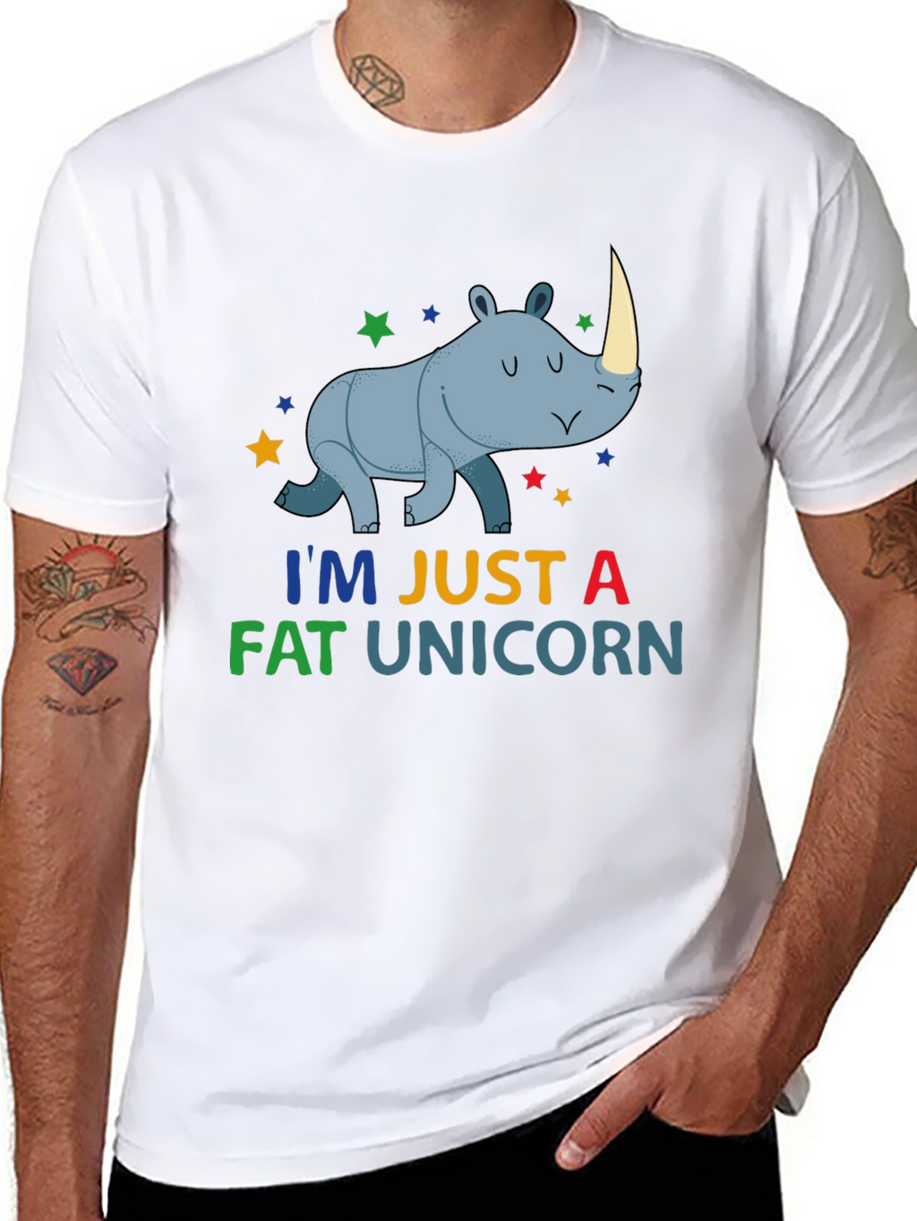 Funny Fat Unicorn Rhino Graphic T-Shirt