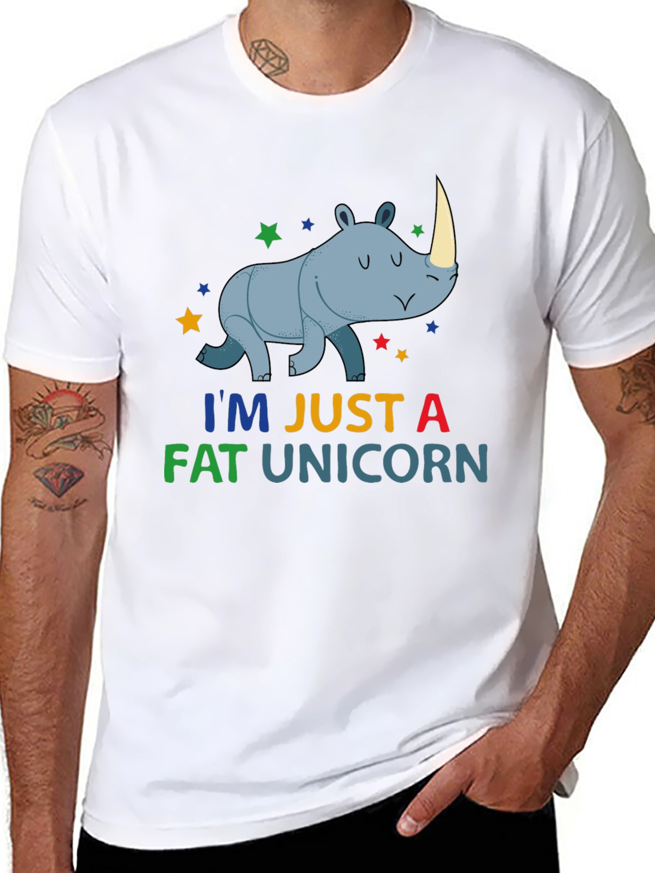 Funny Fat Unicorn Rhino Graphic T-Shirt