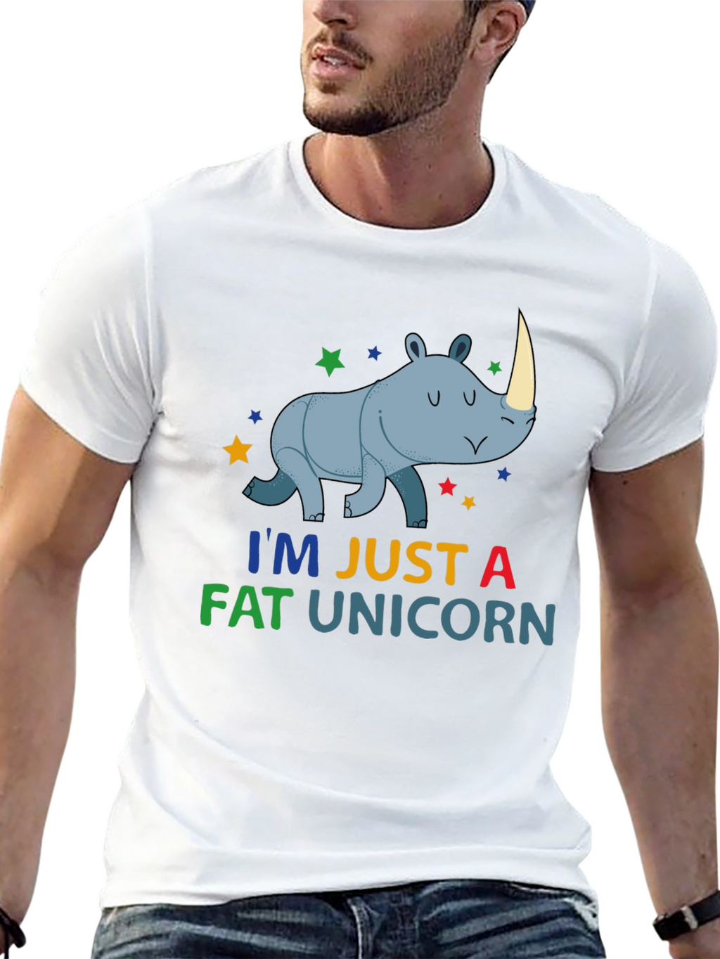 Funny Fat Unicorn Rhino Graphic T-Shirt