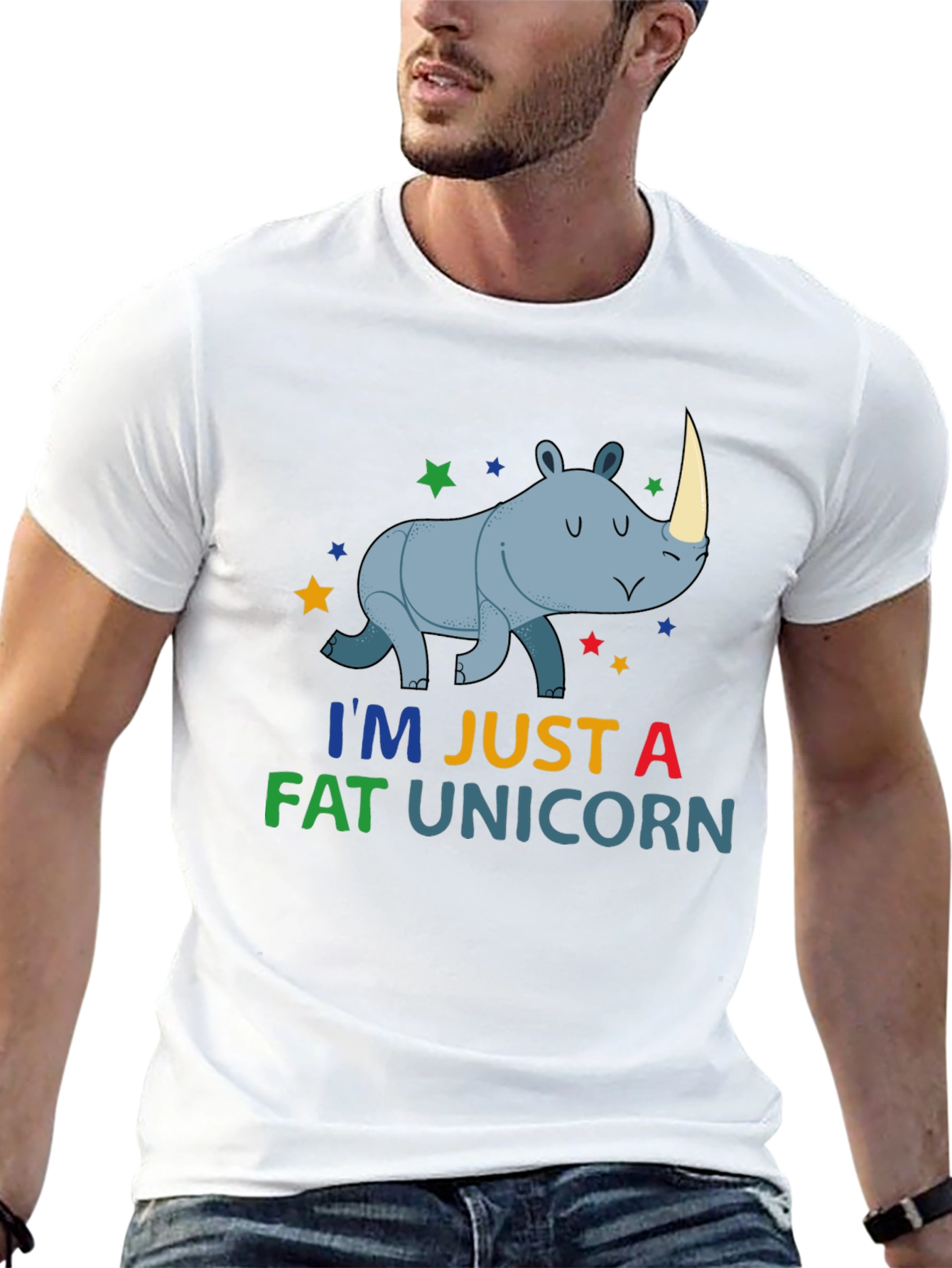 Funny Fat Unicorn Rhino Graphic T-Shirt