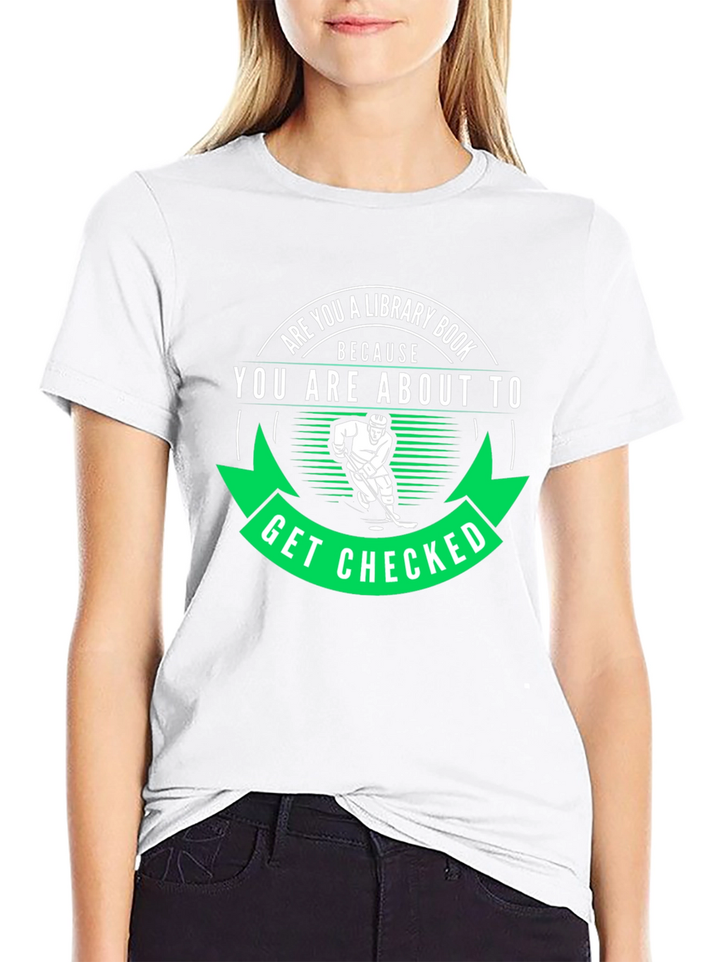 Funny Hockey Library Book Get Checked T-Shirt