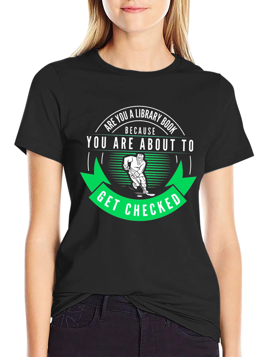 Funny Hockey Library Book Get Checked T-Shirt