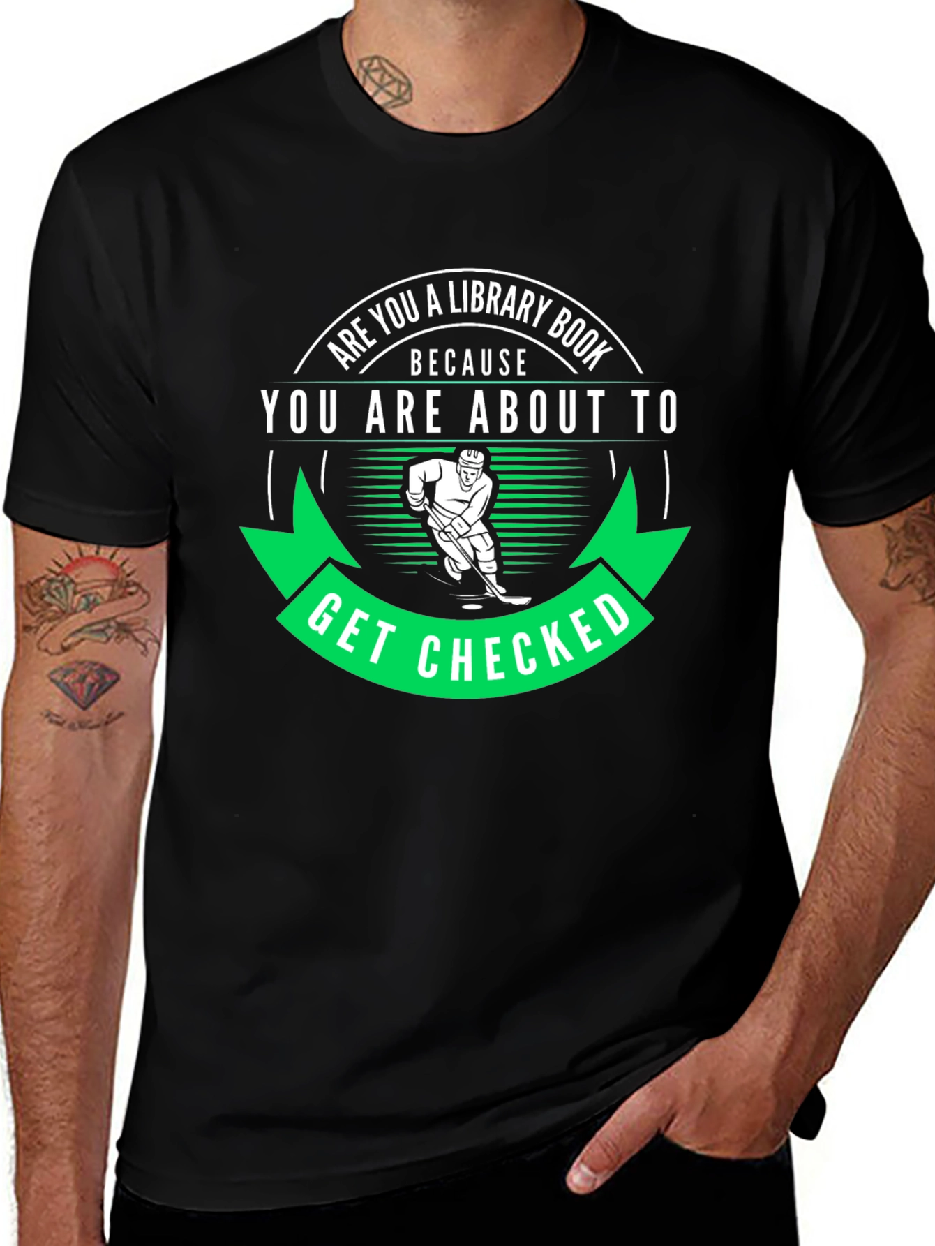 Funny Hockey Library Book Get Checked T-Shirt