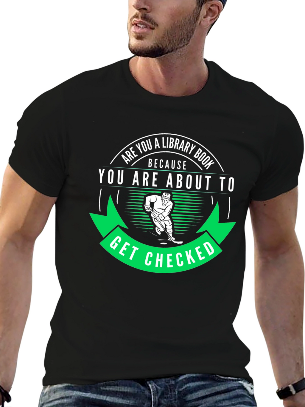 Funny Hockey Library Book Get Checked T-Shirt