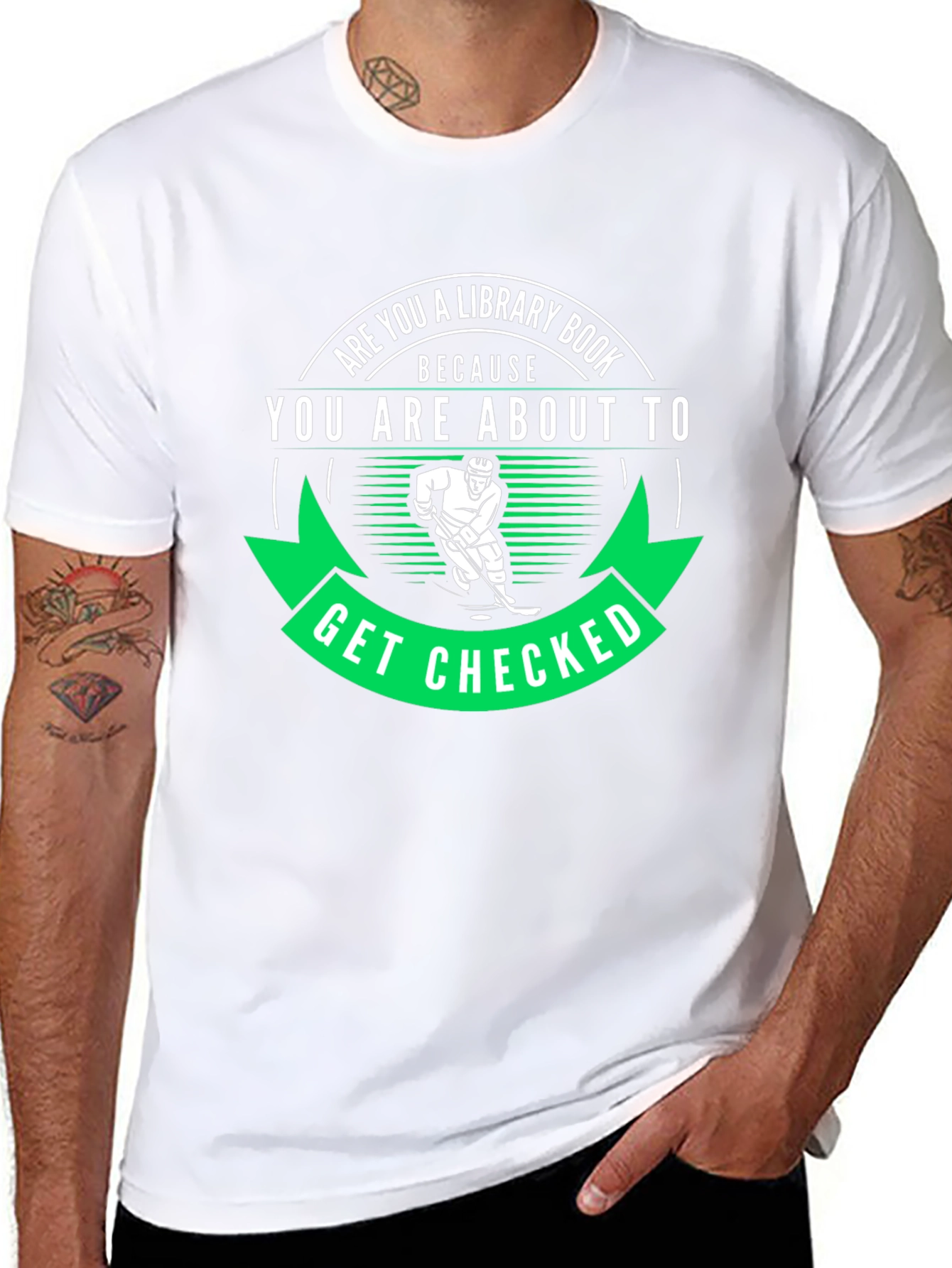 Funny Hockey Library Book Get Checked T-Shirt