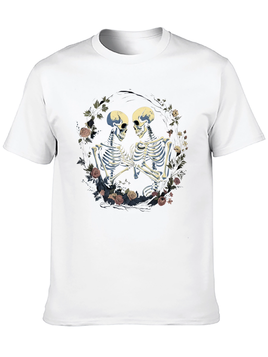 Skeleton Couple T-Shirt - Floral Design