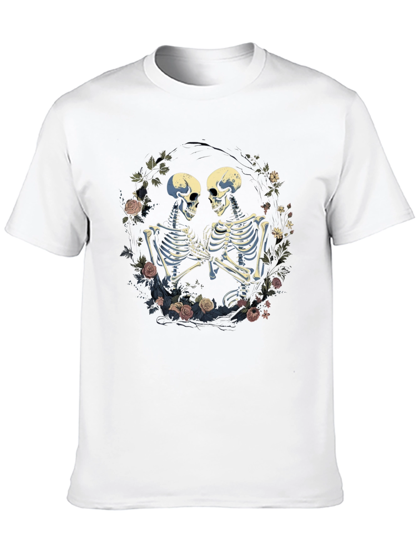 Skeleton Couple T-Shirt - Floral Design