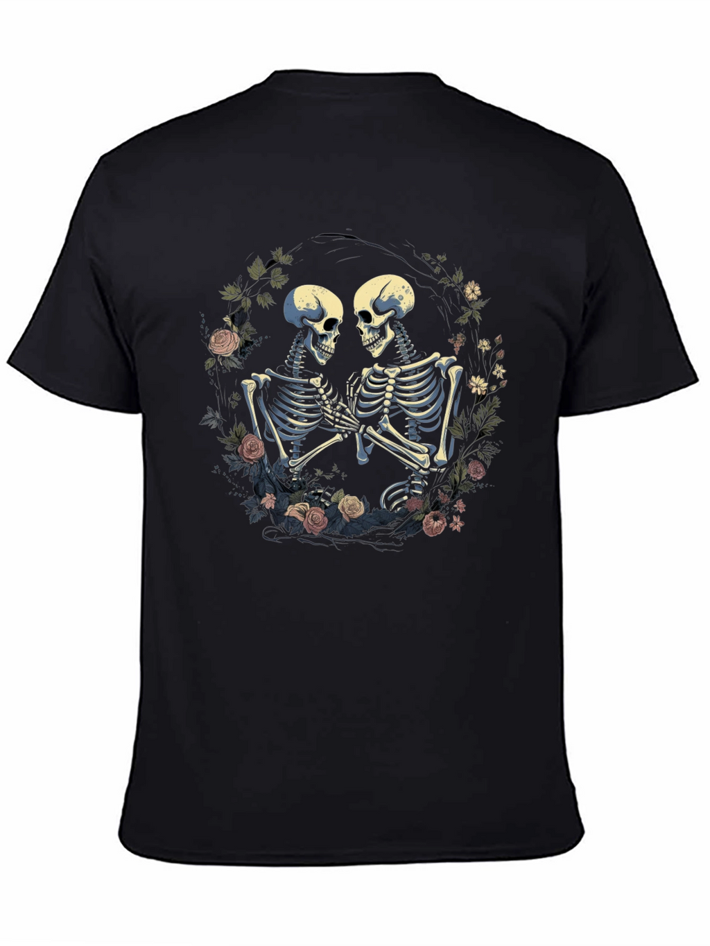 Skeleton Couple T-Shirt - Floral Design